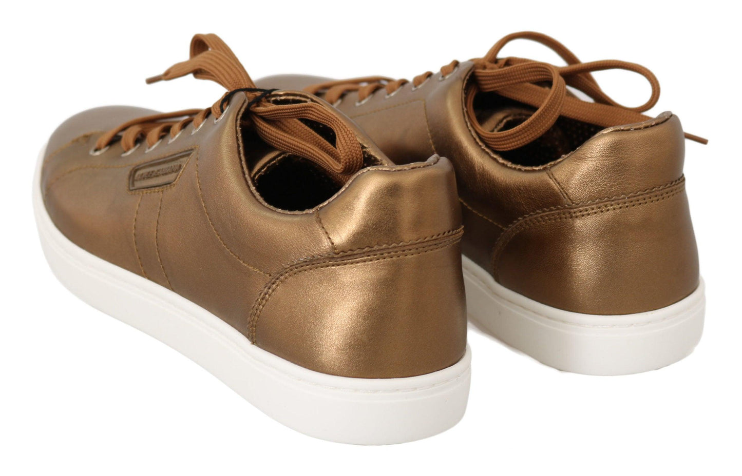 Dolce & Gabbana Golden Metallic Leather Sneakers - Arichezz.store