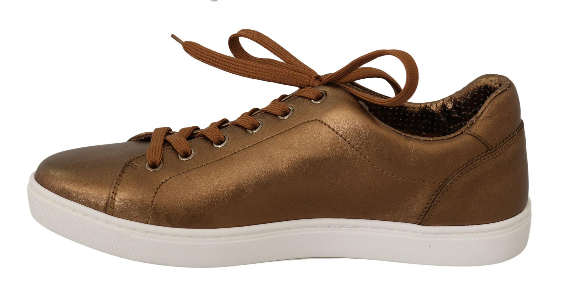 Dolce & Gabbana Golden Metallic Leather Sneakers - Arichezz.store