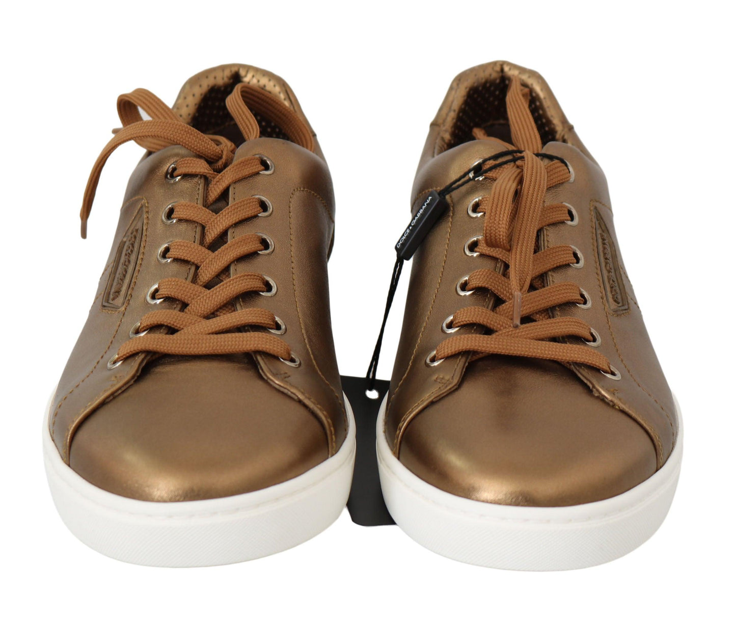 Dolce & Gabbana Golden Metallic Leather Sneakers - Arichezz.store