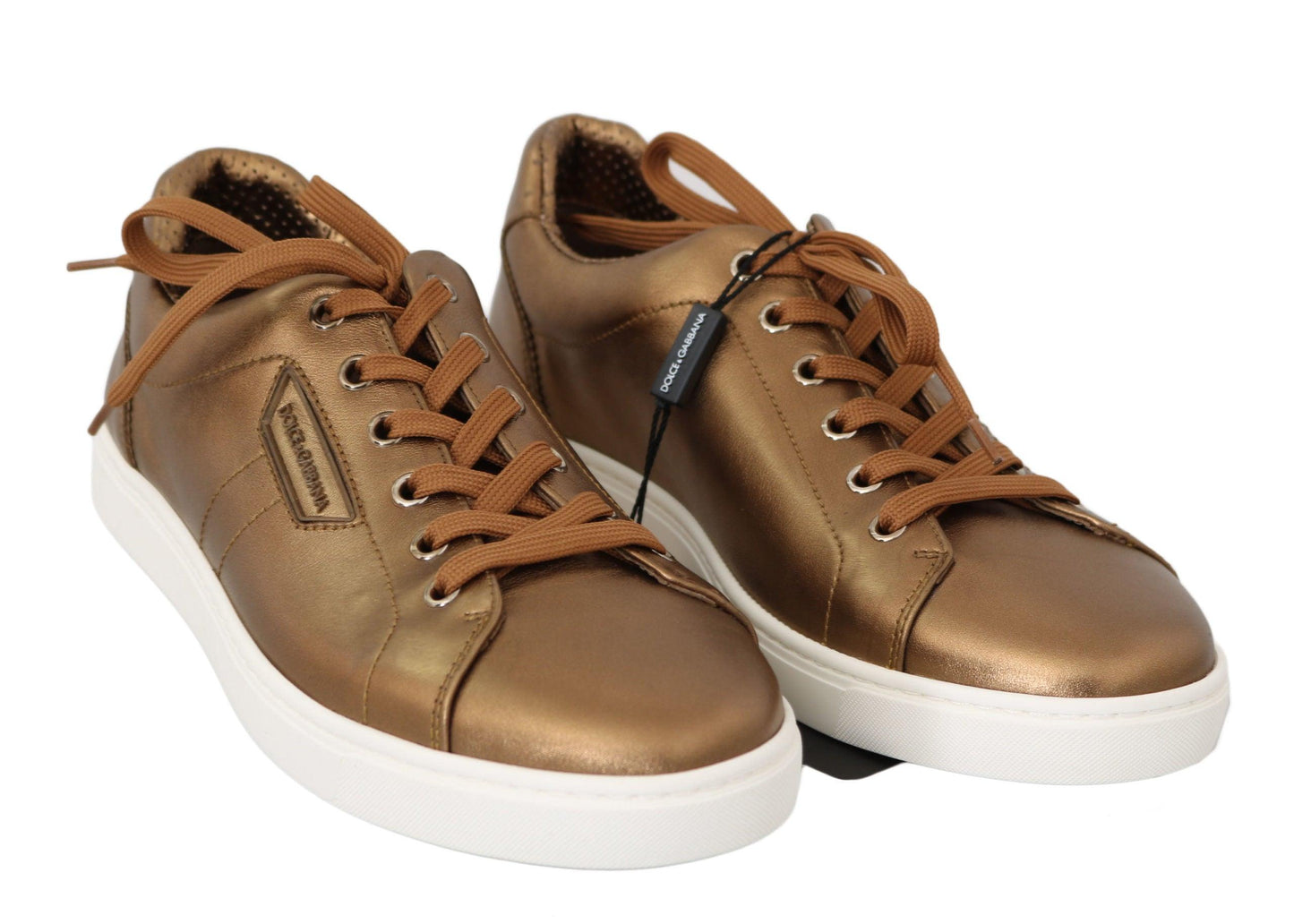 Dolce & Gabbana Golden Metallic Leather Sneakers - Arichezz.store