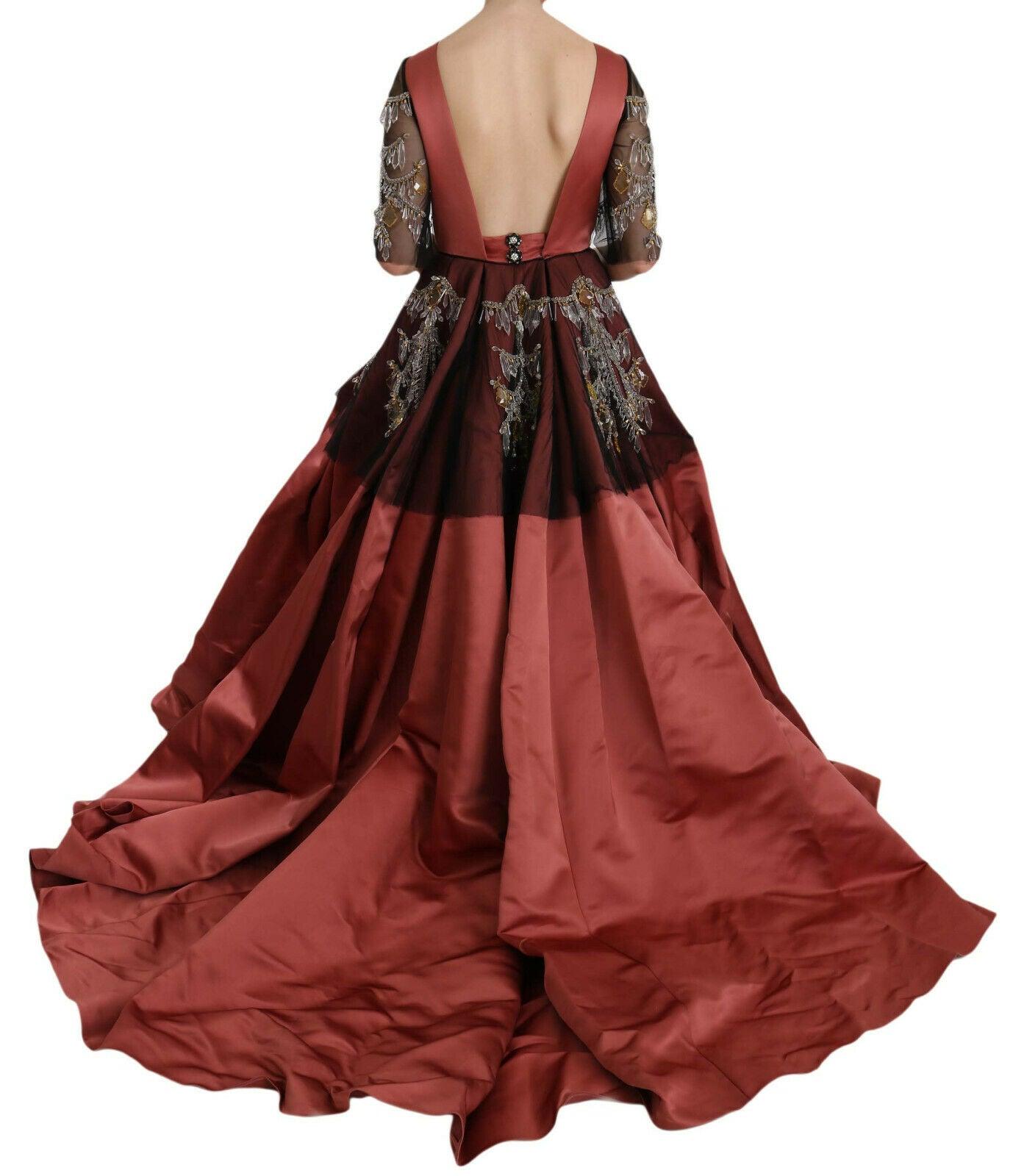 Dolce & Gabbana Elegant Crystal Embellished Silk Gown