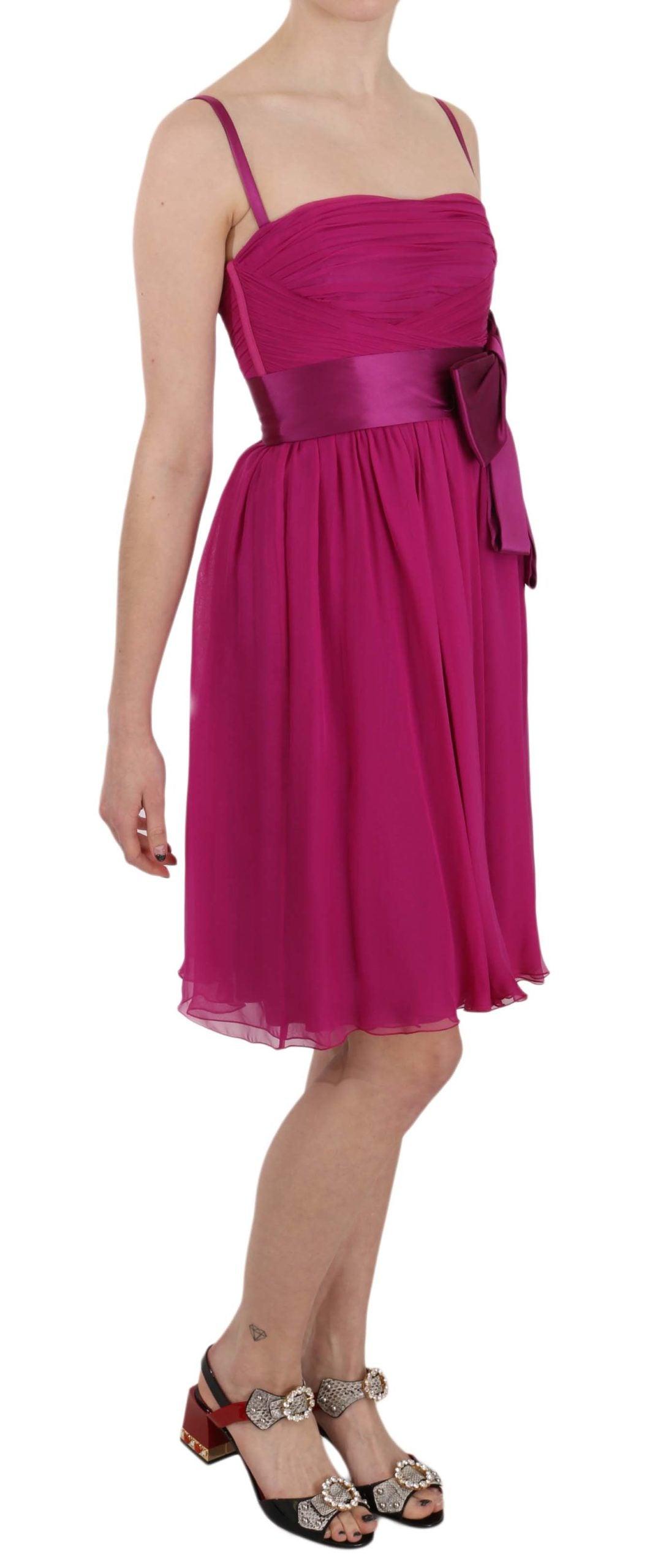 Dolce & Gabbana Elegant Fuchsia Pink Silk Bow Front Dress - Arichezz.store