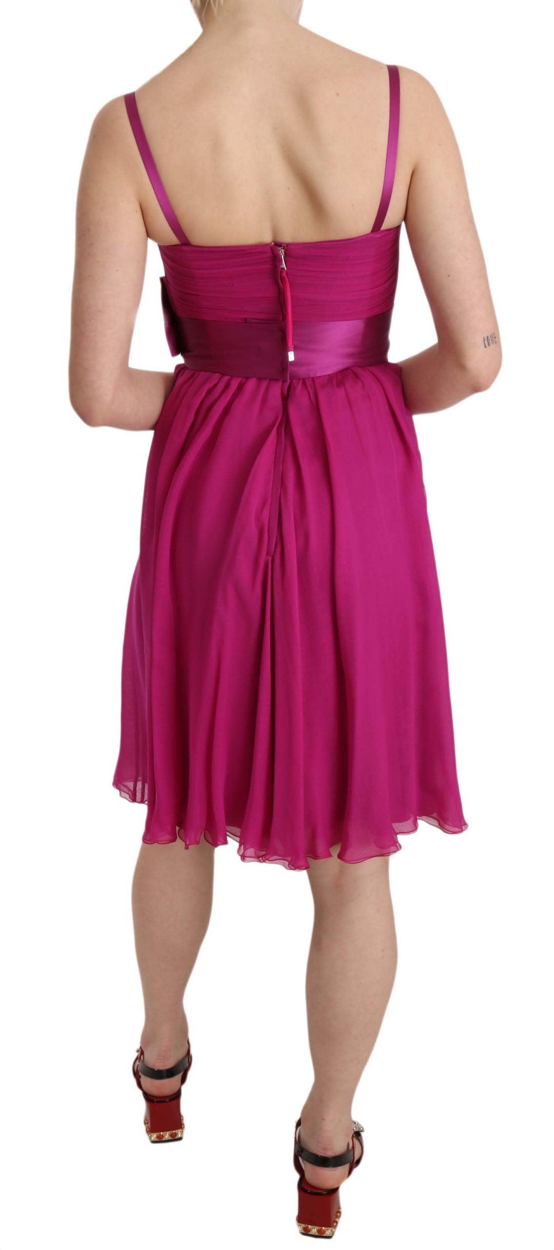 Dolce & Gabbana Elegant Fuchsia Pink Silk Bow Front Dress - Arichezz.store