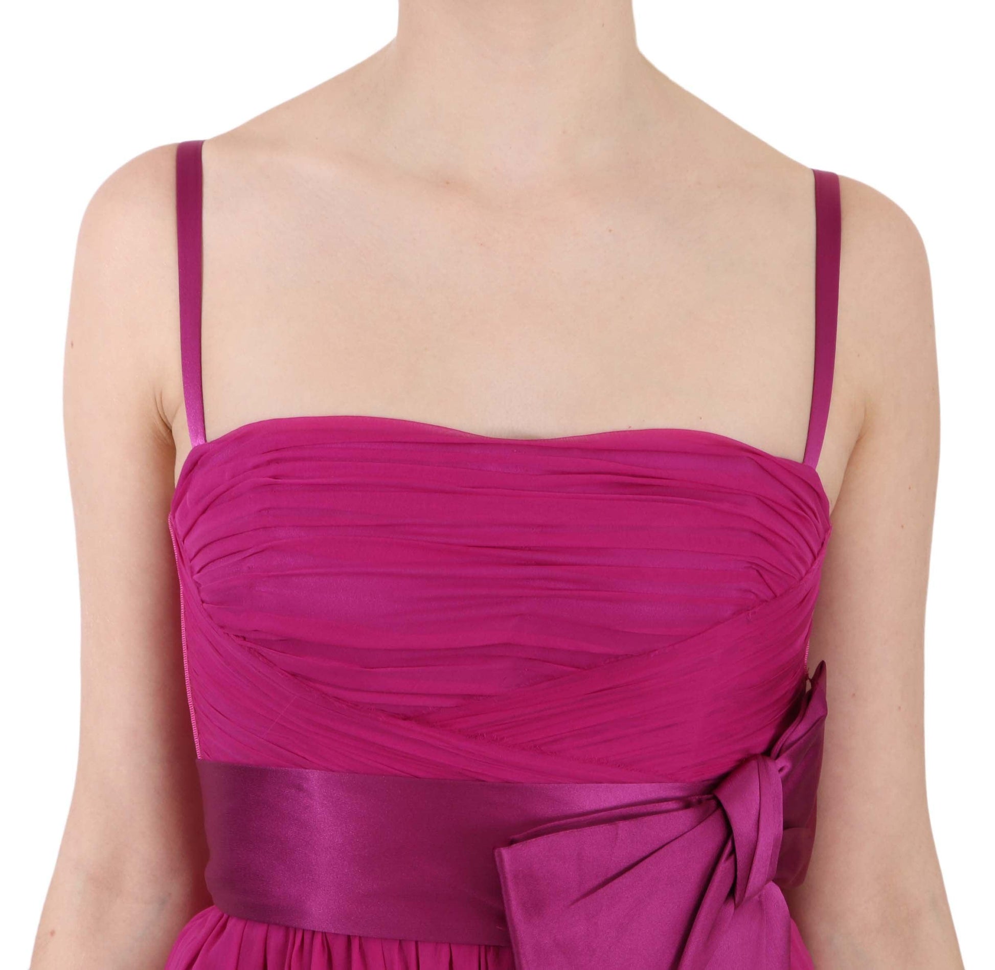 Dolce & Gabbana Elegant Fuchsia Pink Silk Bow Front Dress - Arichezz.store