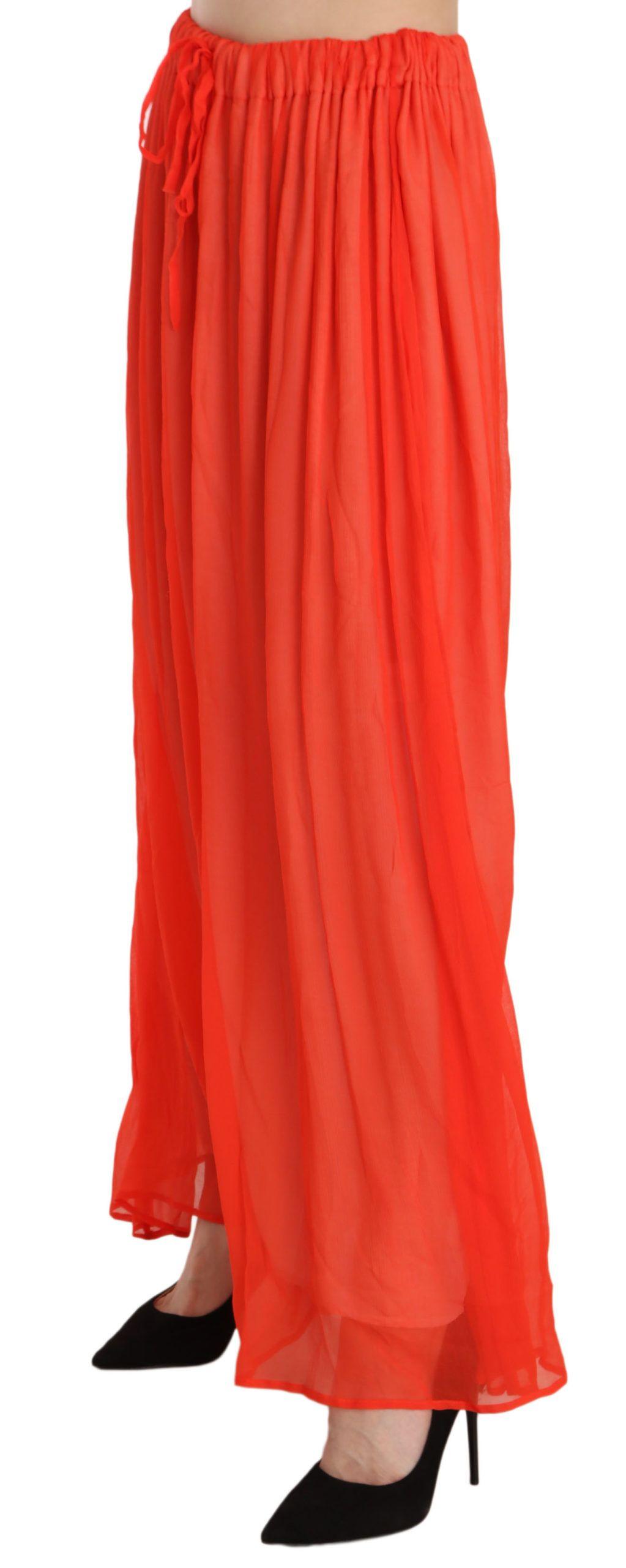 Jucca Elegant Orange Pleated Maxi Skirt - Arichezz.store