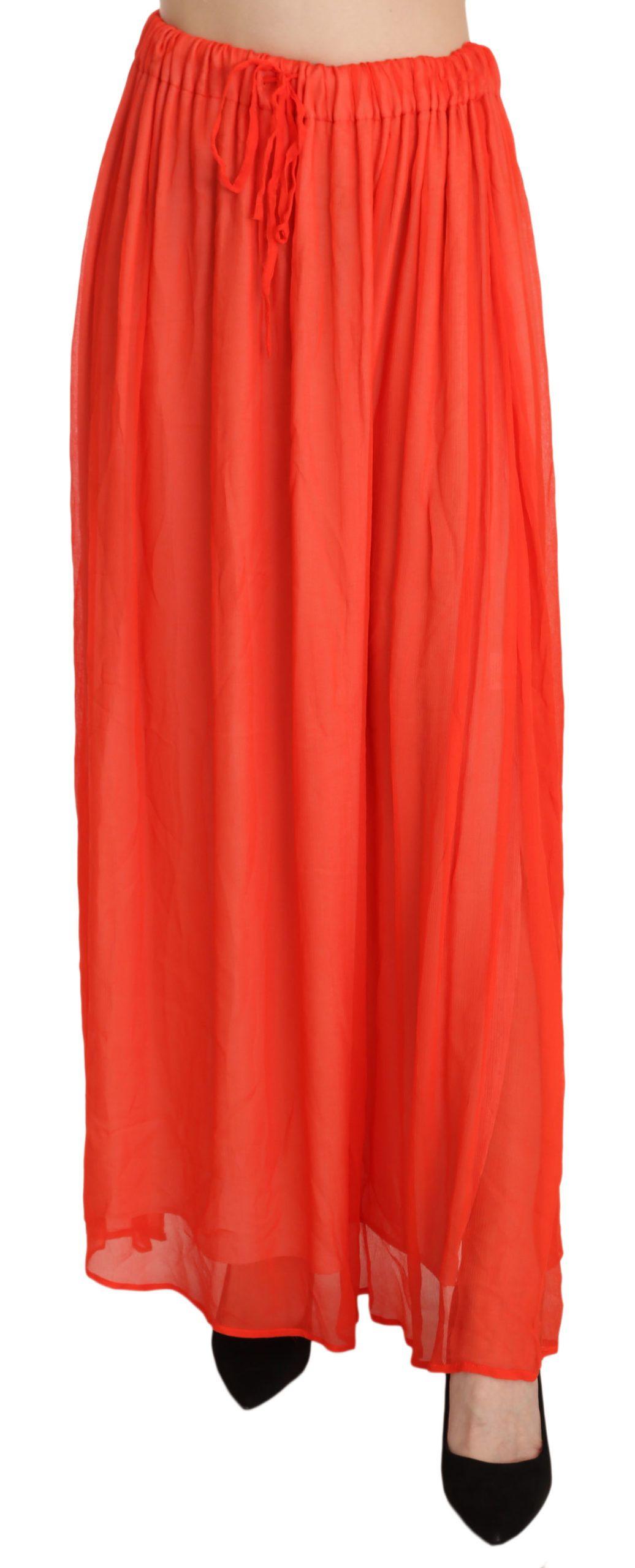 Jucca Elegant Orange Pleated Maxi Skirt - Arichezz.store