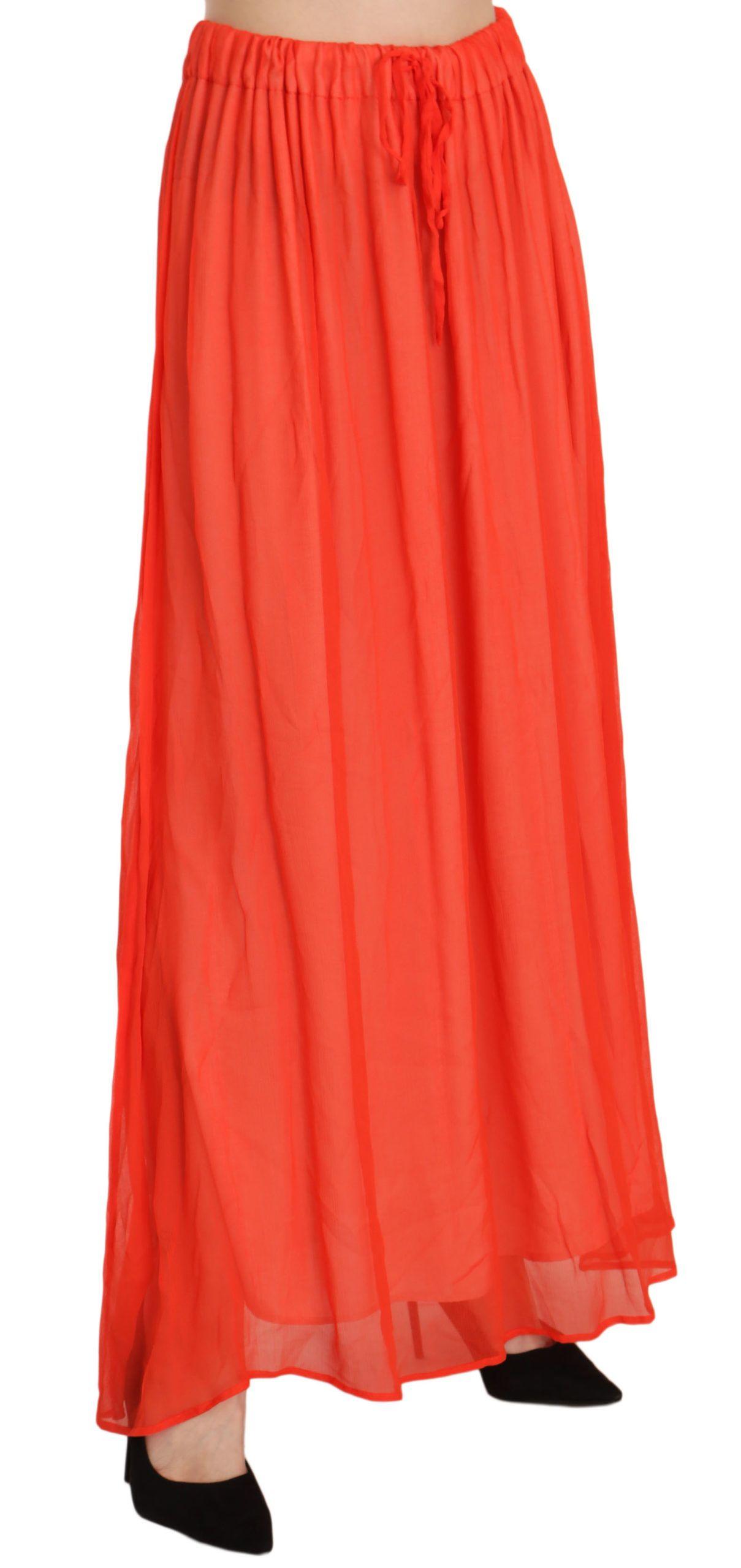 Jucca Elegant Orange Pleated Maxi Skirt - Arichezz.store