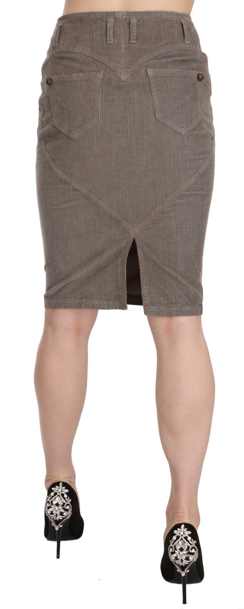 Just Cavalli Chic Gray Pencil Skirt with Logo Details - Arichezz.store