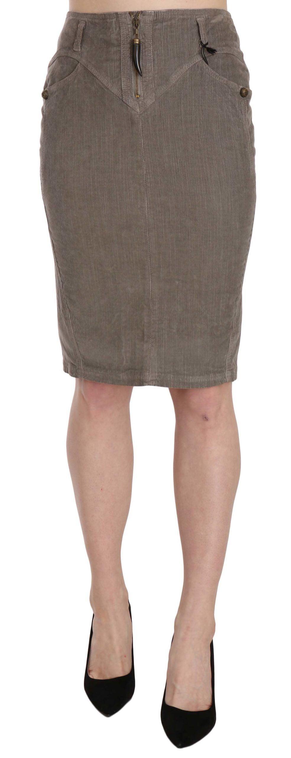 Just Cavalli Chic Gray Pencil Skirt with Logo Details - Arichezz.store