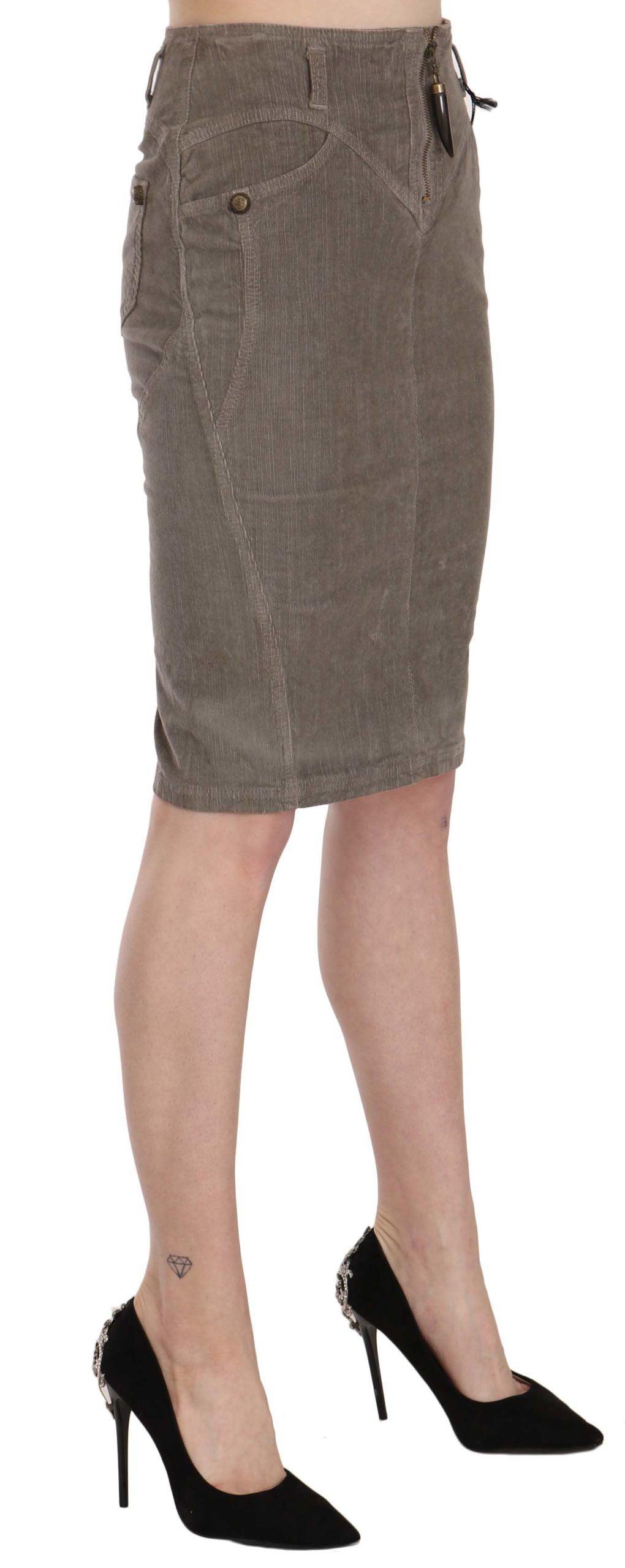 Just Cavalli Chic Gray Pencil Skirt with Logo Details - Arichezz.store