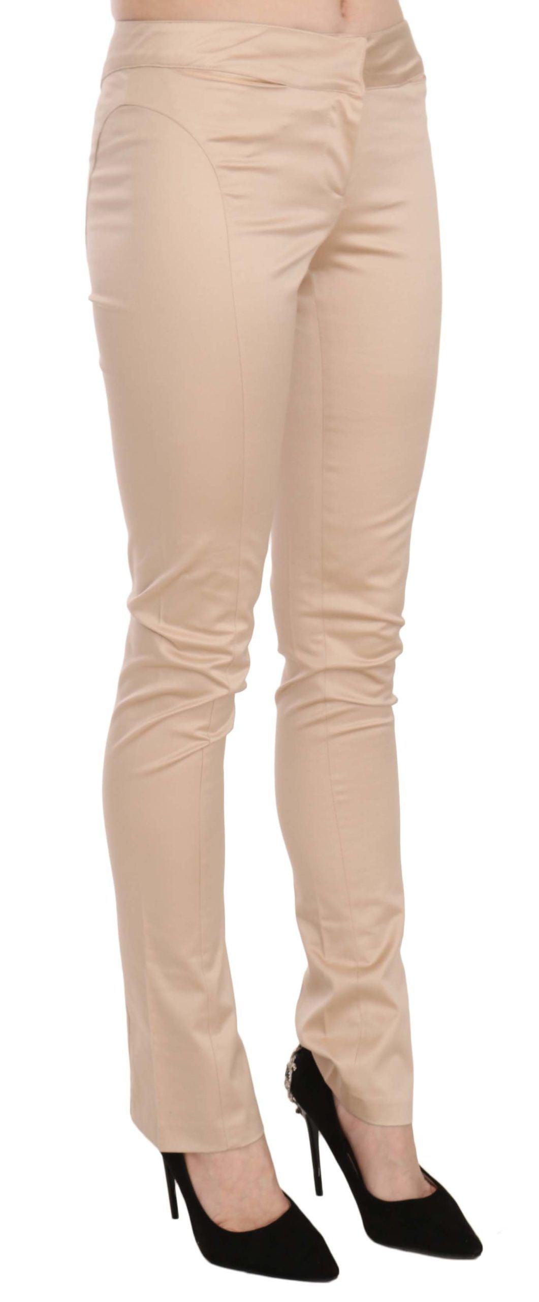 Just Cavalli Elegant Cream Low Waist Skinny Trousers - Arichezz.store