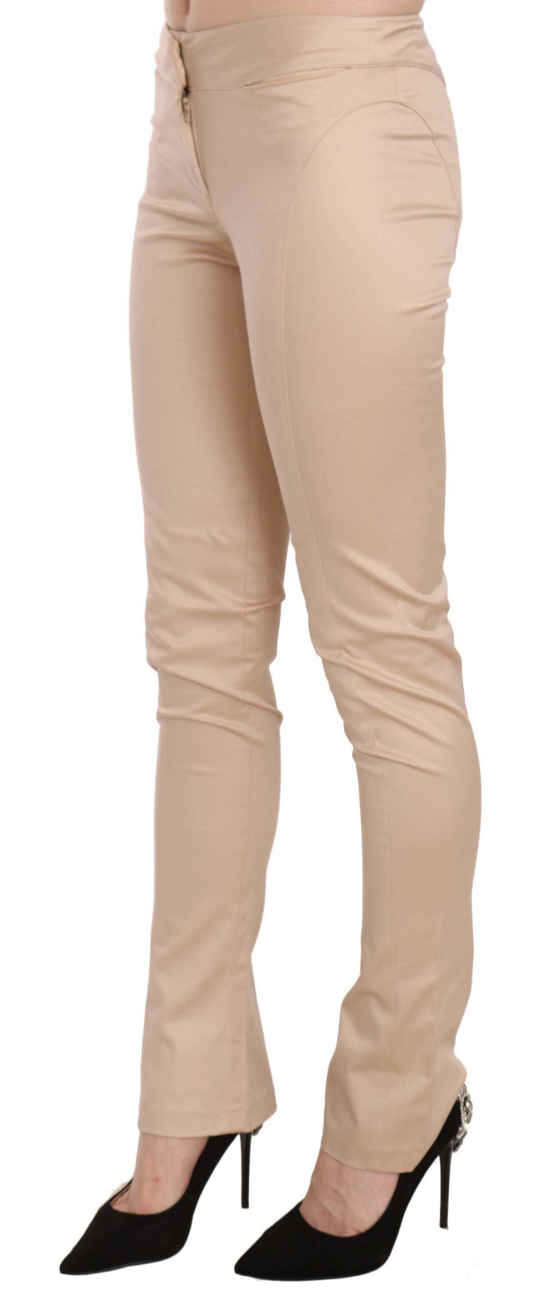 Just Cavalli Elegant Cream Low Waist Skinny Trousers - Arichezz.store