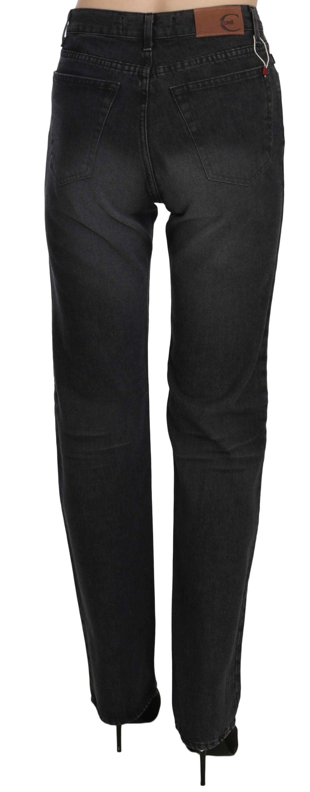 Just Cavalli Elevate Your Style: Chic Black High Waist Denim - Arichezz.store