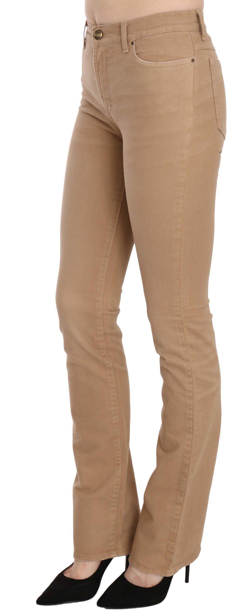 Just Cavalli Chic Brown Mid Waist Skinny Trousers - Arichezz.store