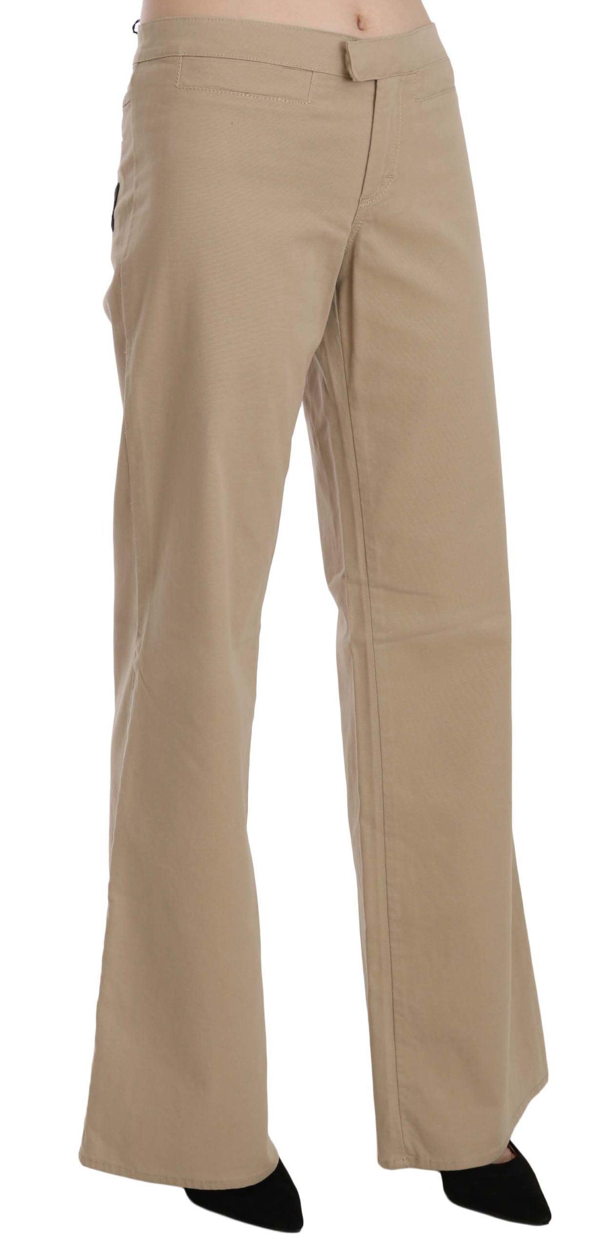 Just Cavalli Beige Mid Waist Flared Luxury Trousers