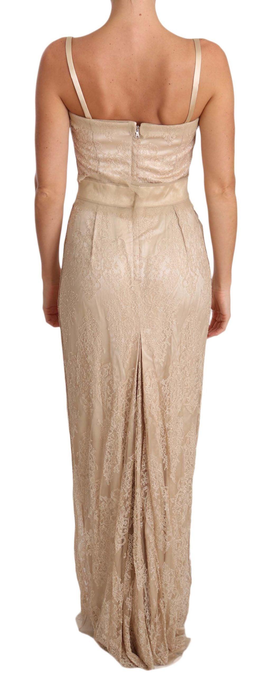 Dolce & Gabbana Elegant Beige Sheath Floor-Length Dress - Arichezz.store