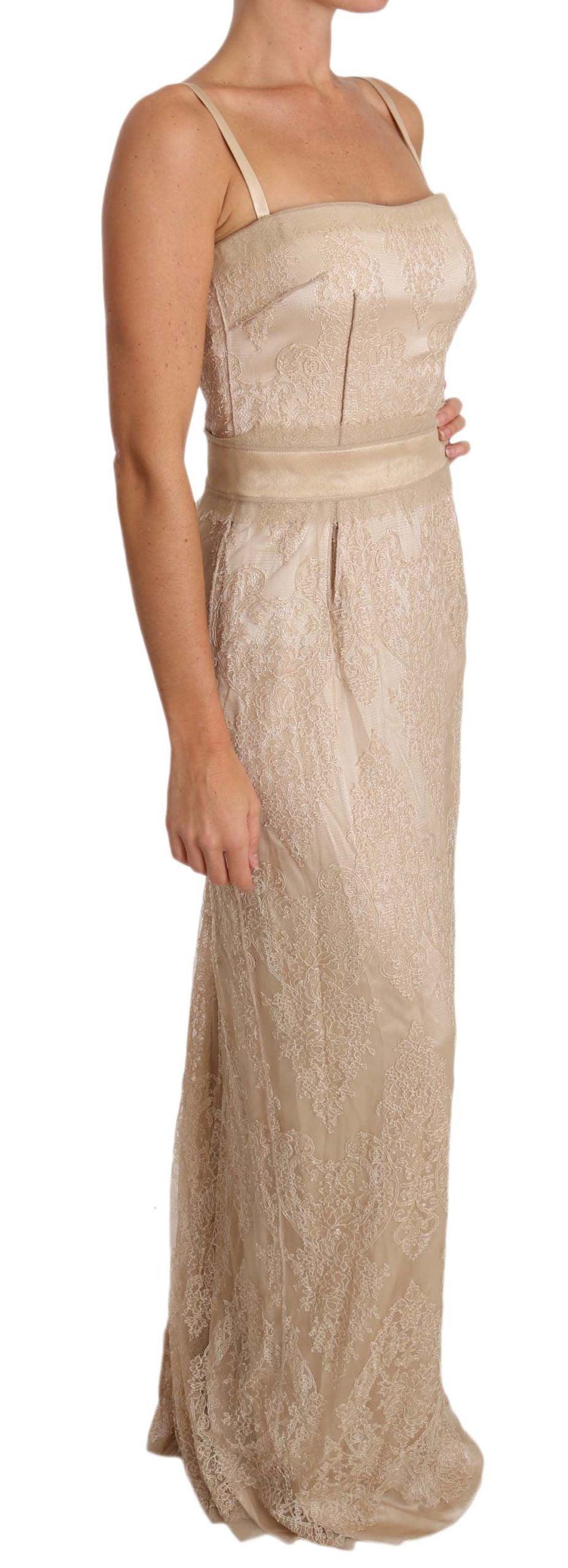 Dolce & Gabbana Elegant Beige Sheath Floor-Length Dress - Arichezz.store