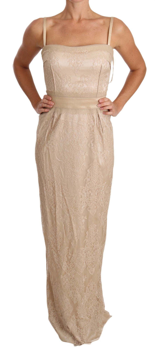 Dolce & Gabbana Elegant Beige Sheath Floor-Length Dress - Arichezz.store