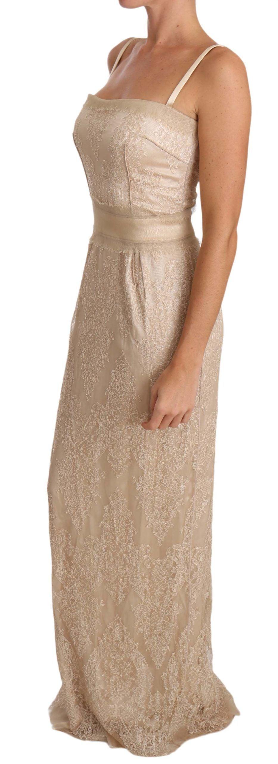 Dolce & Gabbana Elegant Beige Sheath Floor-Length Dress - Arichezz.store