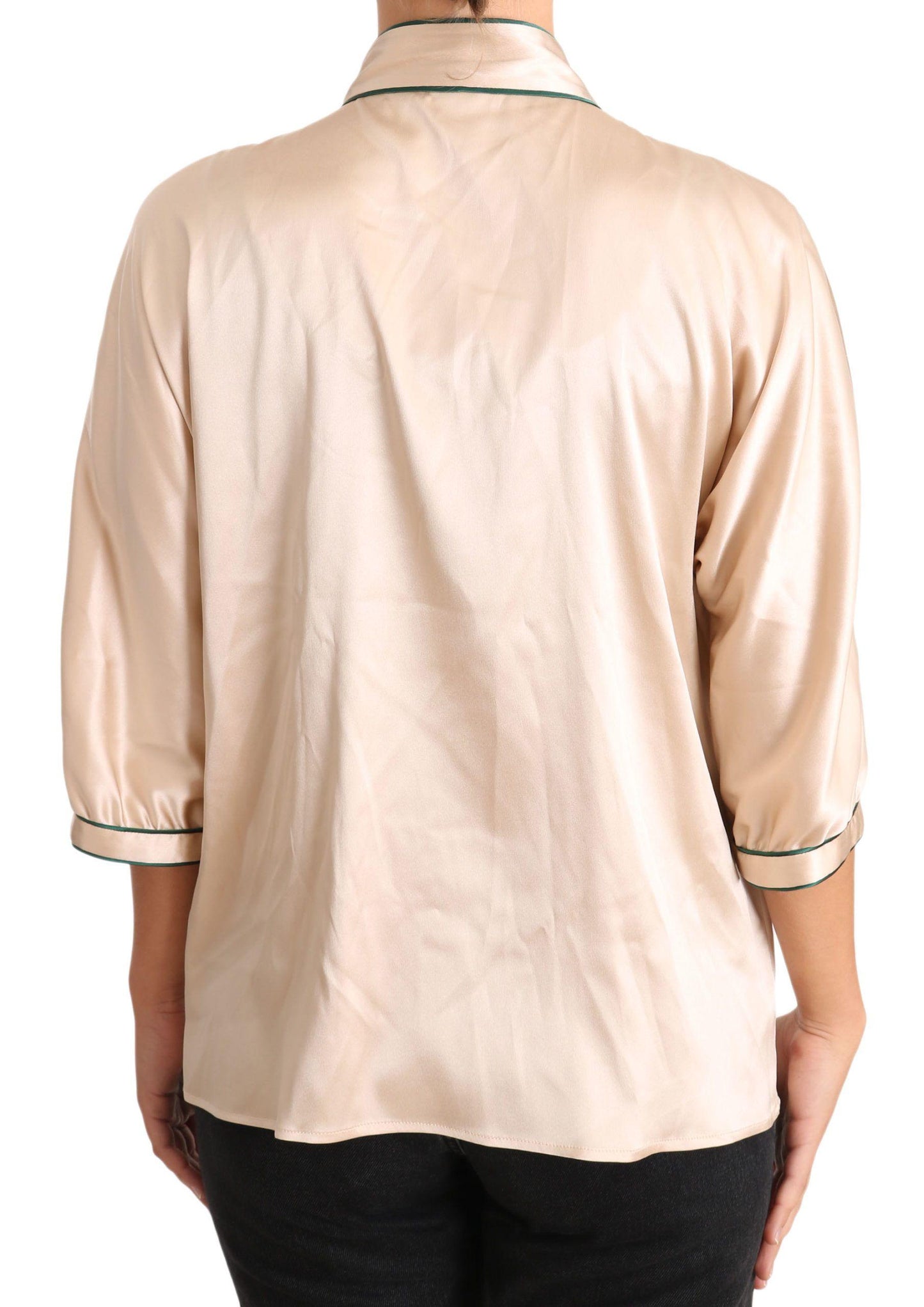 Dolce & Gabbana Elegant Beige Silk Blend Blouse Top - Arichezz.store