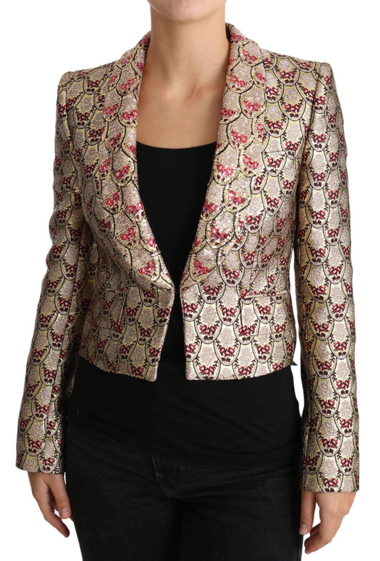 Dolce & Gabbana Gold Floral Sequined Blazer Jacket - Arichezz.store