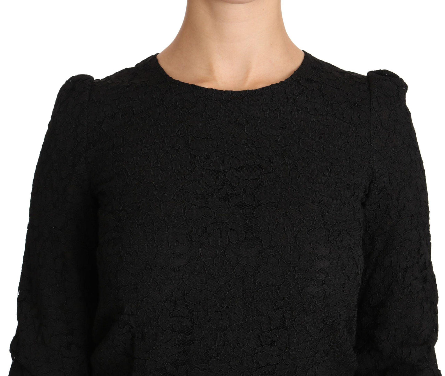 Dolce & Gabbana Elegant Black Floral Crewneck Blouse - Arichezz.store