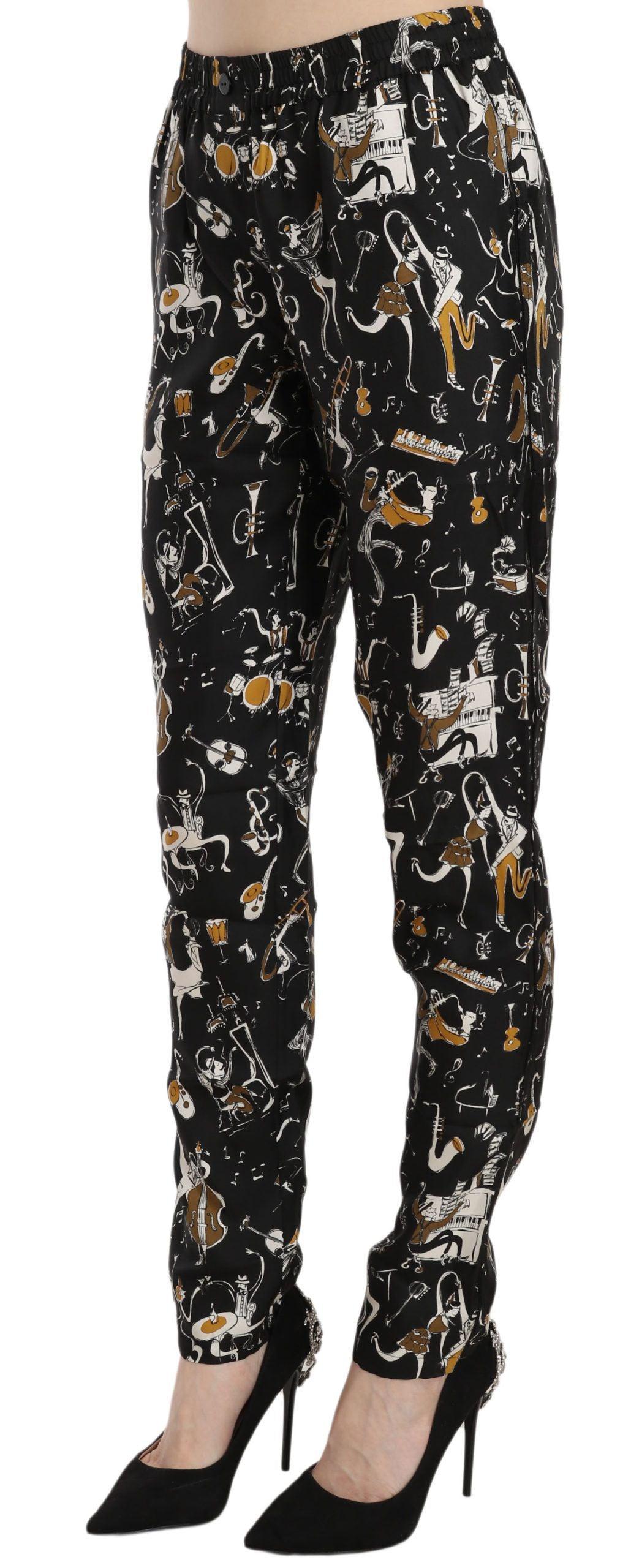 Dolce & Gabbana Elegant High Waist Tapered Silk Pants - Arichezz.store