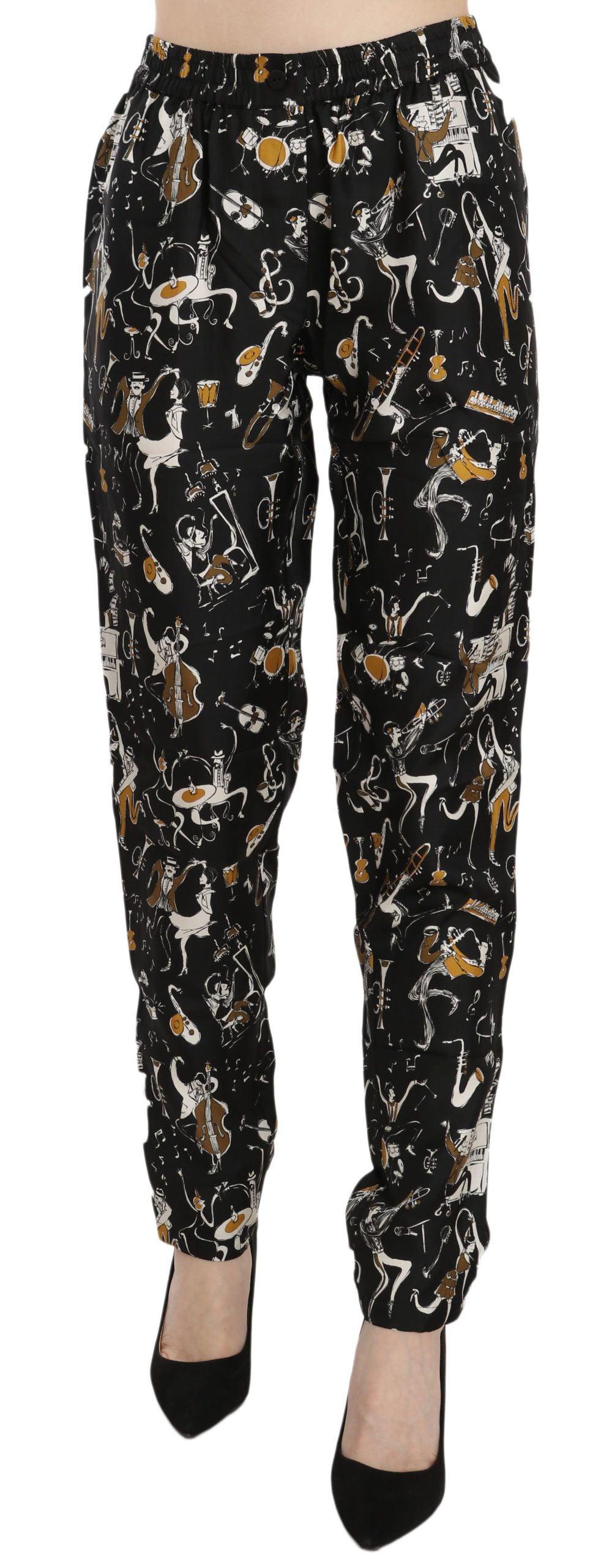 Dolce & Gabbana Elegant High Waist Tapered Silk Pants - Arichezz.store