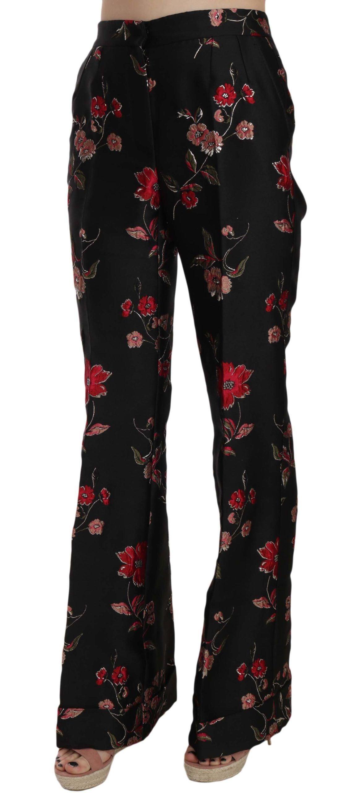 Dolce & Gabbana Elegant Floral Print Boot Cut Trousers - Arichezz.store