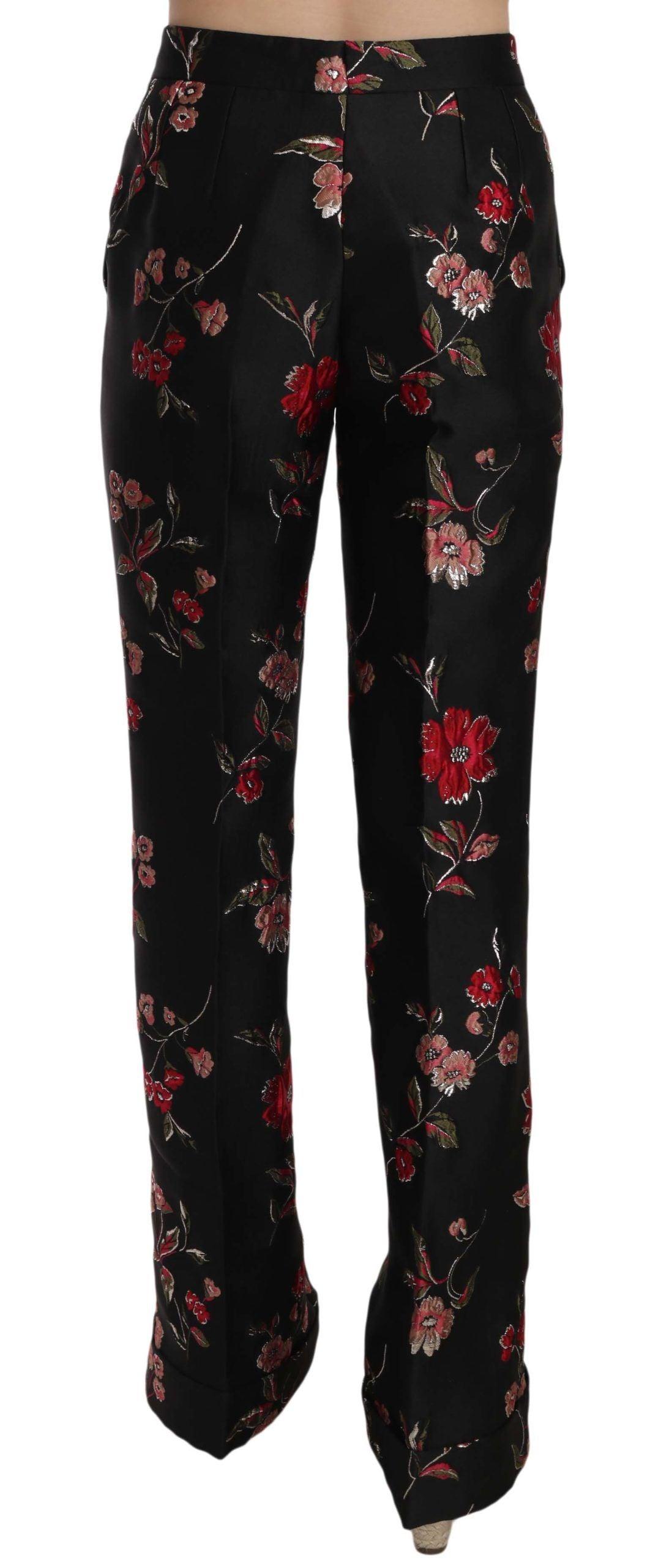 Dolce & Gabbana Elegant Floral Print Boot Cut Trousers - Arichezz.store