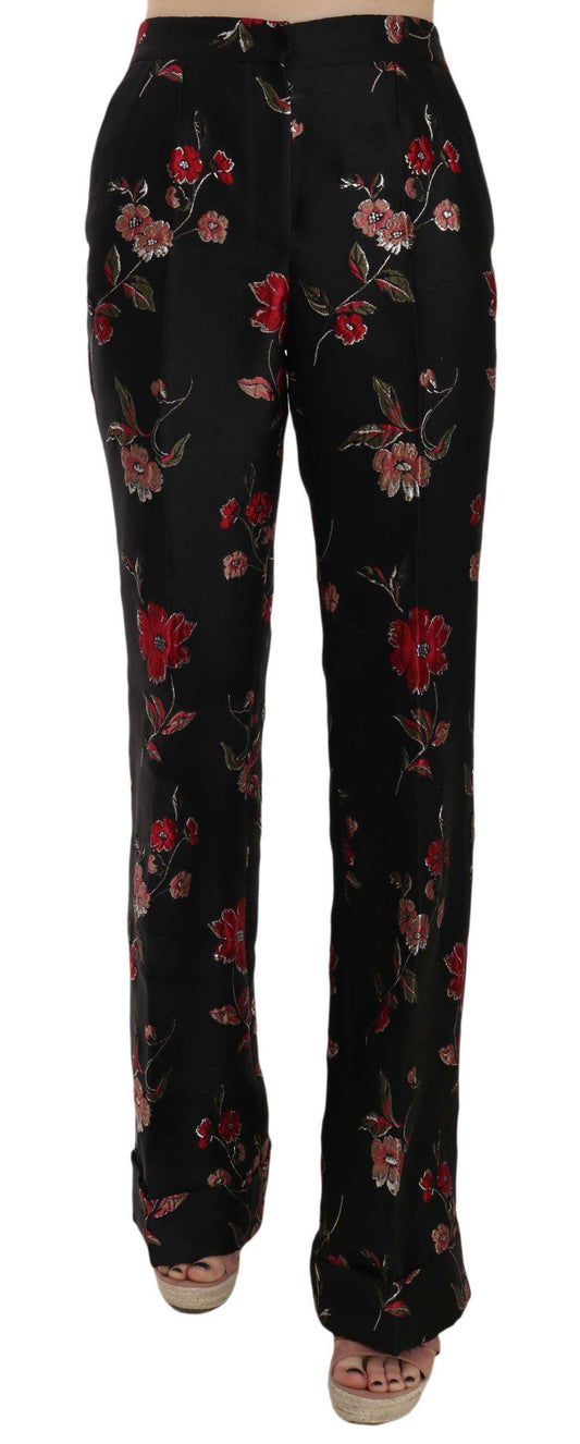 Dolce & Gabbana Elegant Floral Print Boot Cut Trousers - Arichezz.store