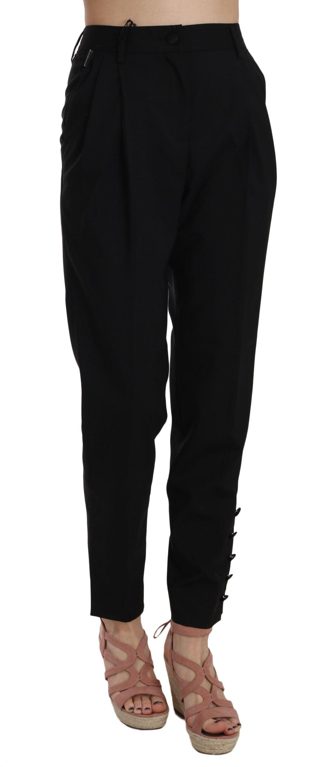 Dolce & Gabbana Elegant Pleated Tapered Black Trousers - Arichezz.store