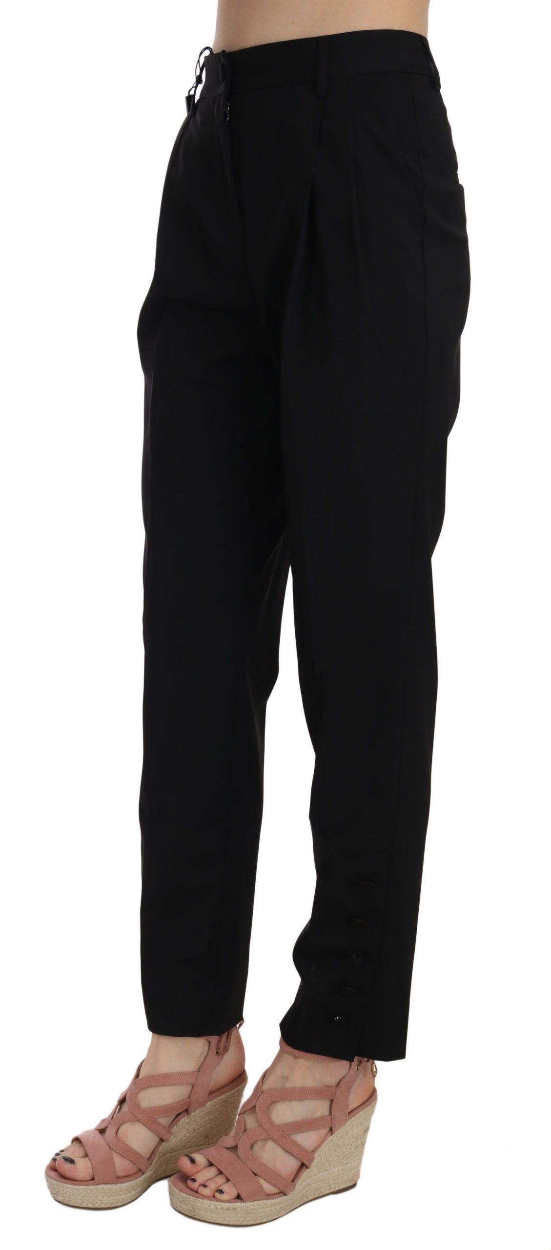 Dolce & Gabbana Elegant Pleated Tapered Black Trousers - Arichezz.store