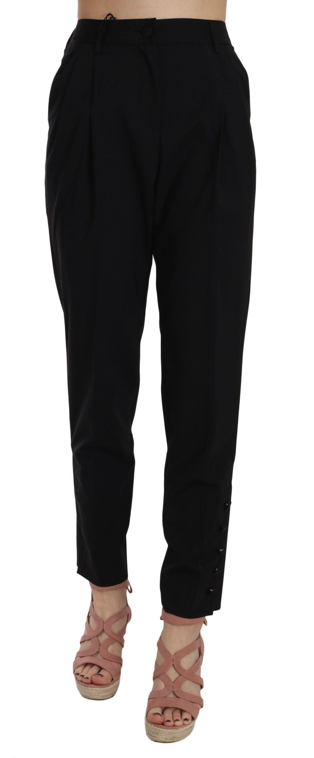 Dolce & Gabbana Elegant Pleated Tapered Black Trousers - Arichezz.store