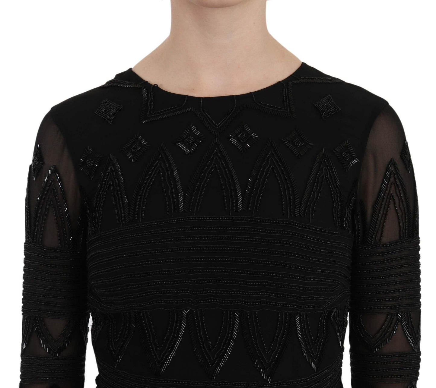 John Richmond Black Silk Mini Dress with Sequins