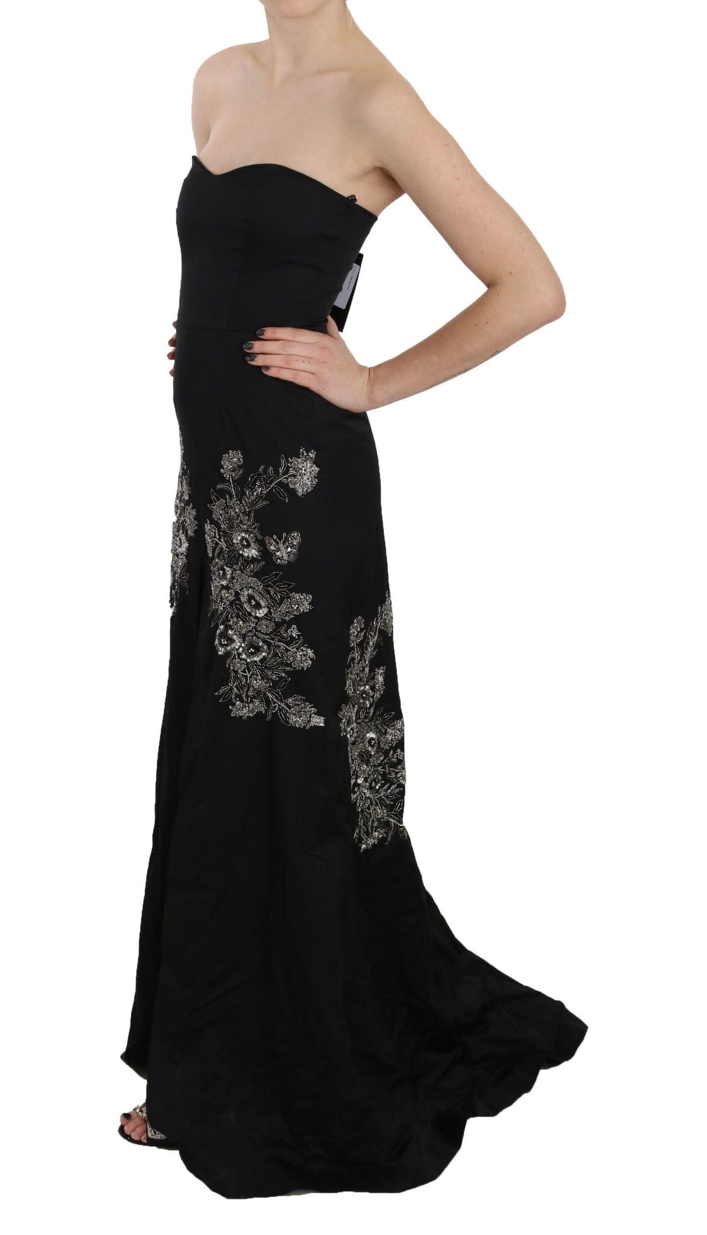 John Richmond Black Maxi Flare Dress - Arichezz.store