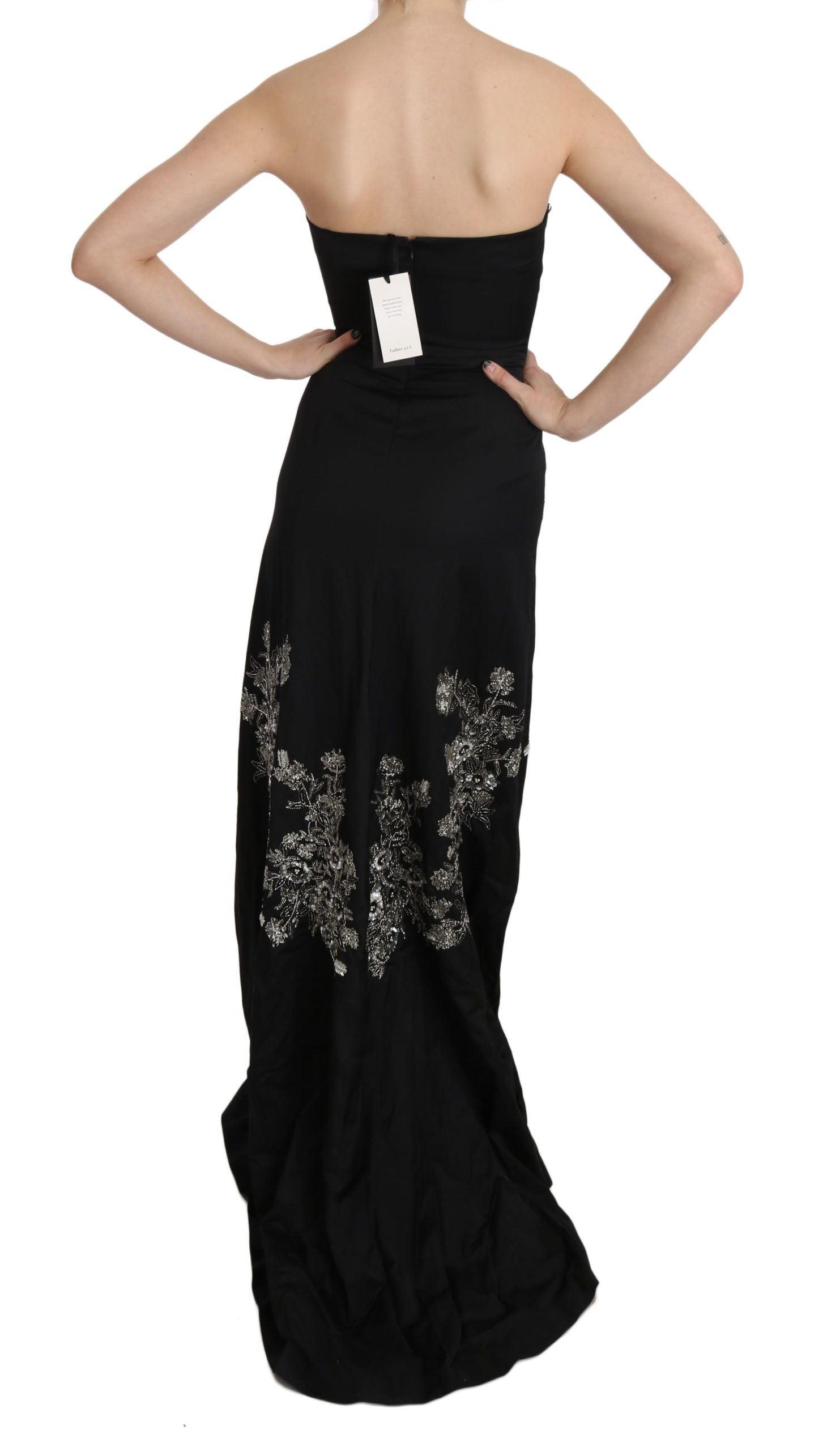 John Richmond Black Maxi Flare Dress - Arichezz.store