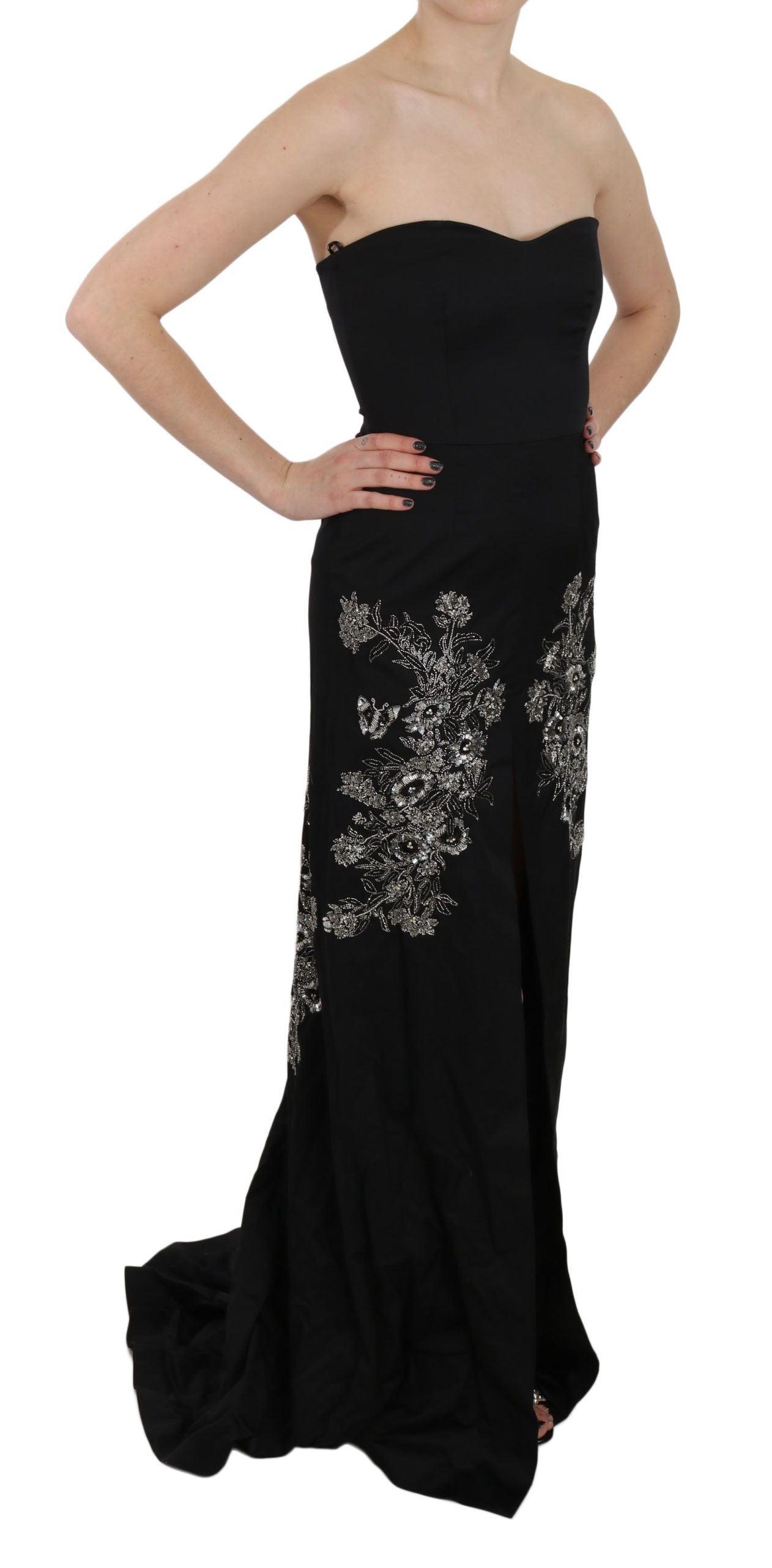 John Richmond Black Maxi Flare Dress - Arichezz.store