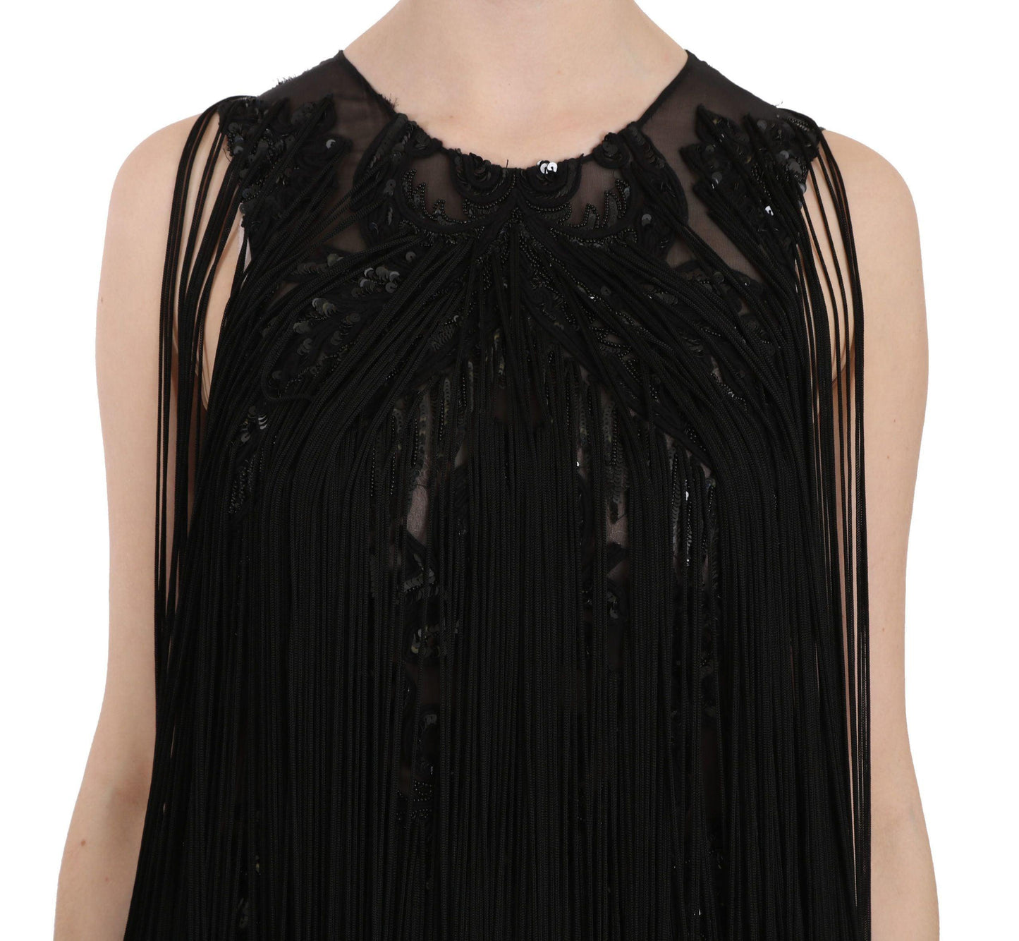 John Richmond Sheer Sequined Maxi Dress