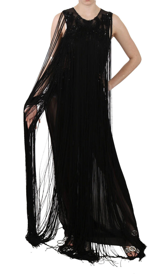 John Richmond Sheer Sequined Maxi Dress