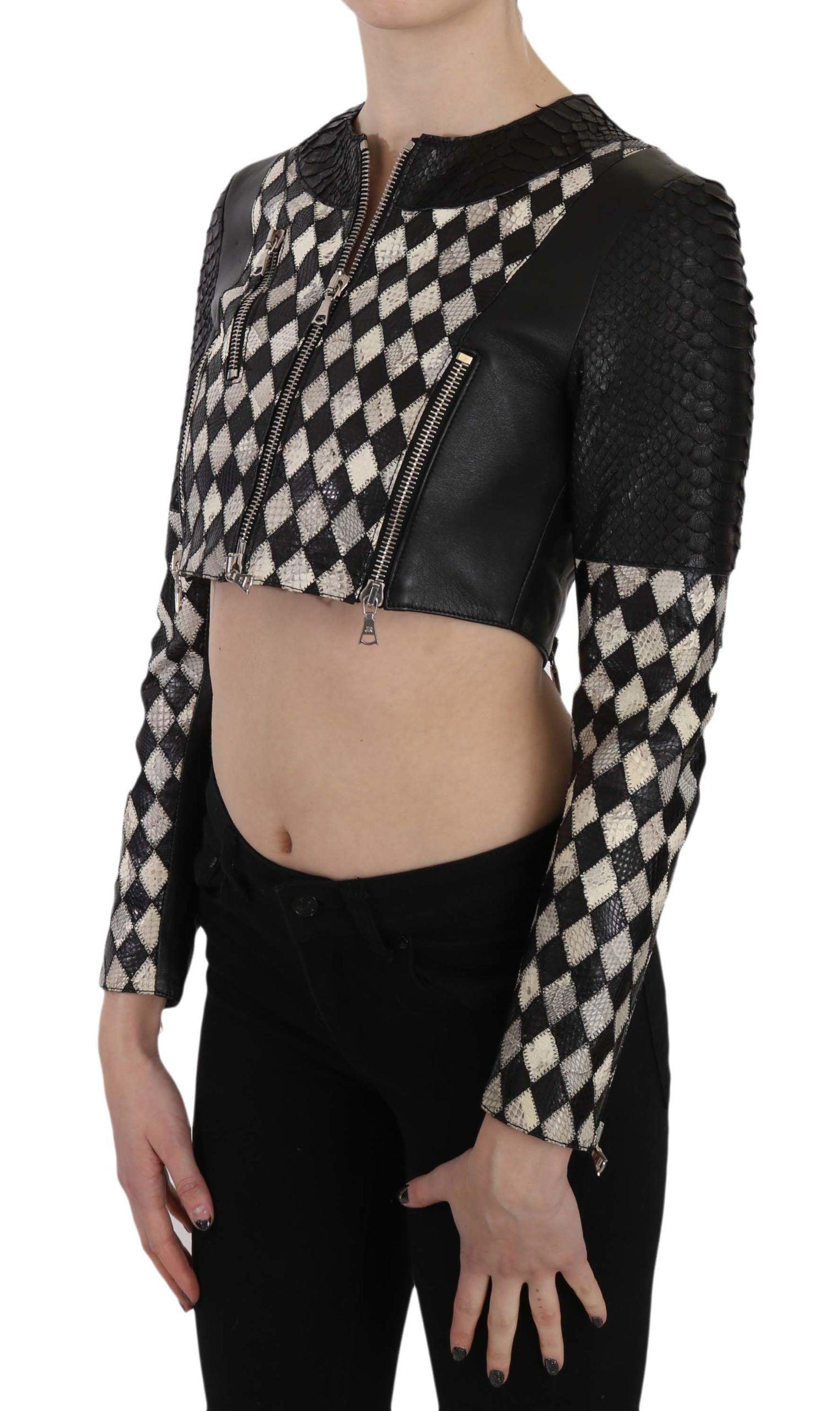 John Richmond Chic Biker-Inspired Cropped Leather Jacket - Arichezz.store