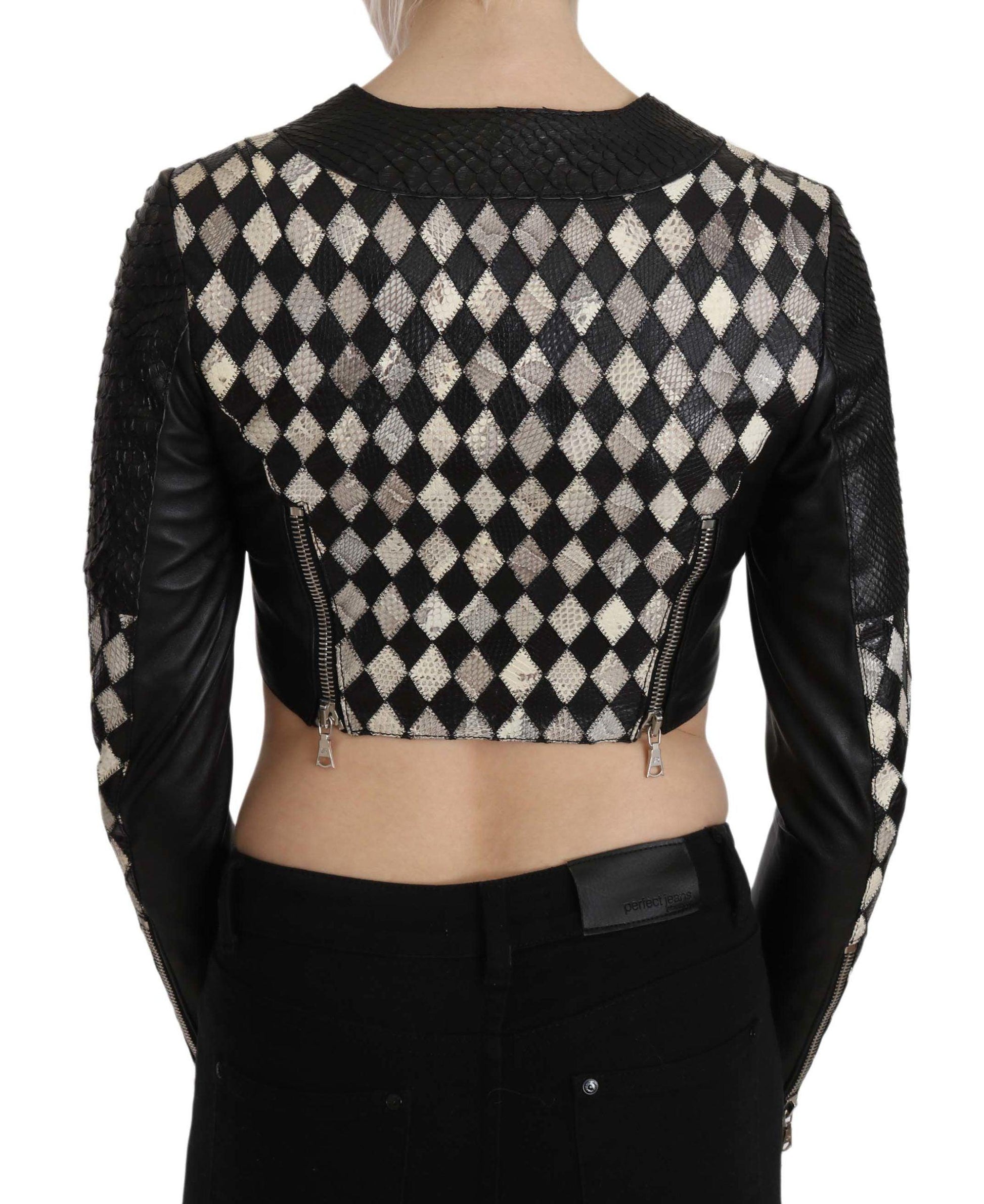 John Richmond Chic Biker-Inspired Cropped Leather Jacket - Arichezz.store