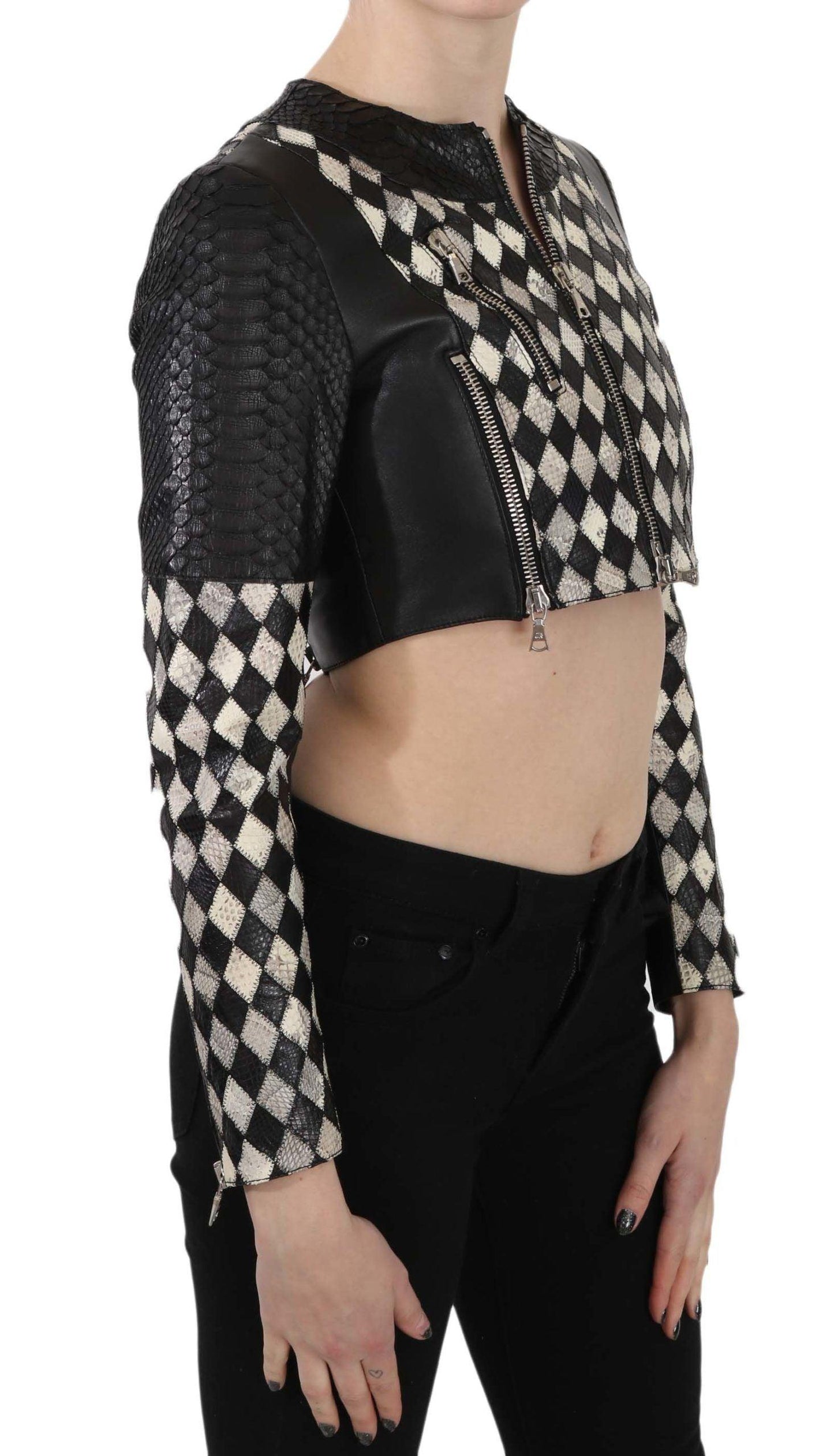 John Richmond Chic Biker-Inspired Cropped Leather Jacket - Arichezz.store