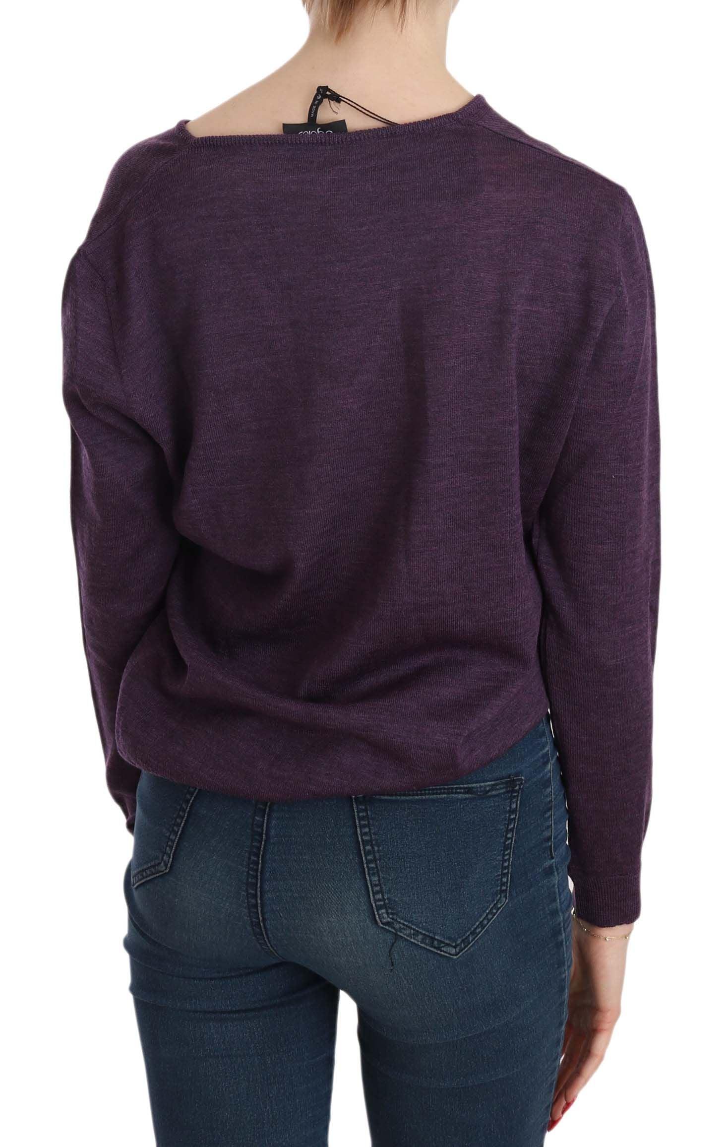 BYBLOS Elegant Purple V-Neck Wool Blouse - Arichezz.store