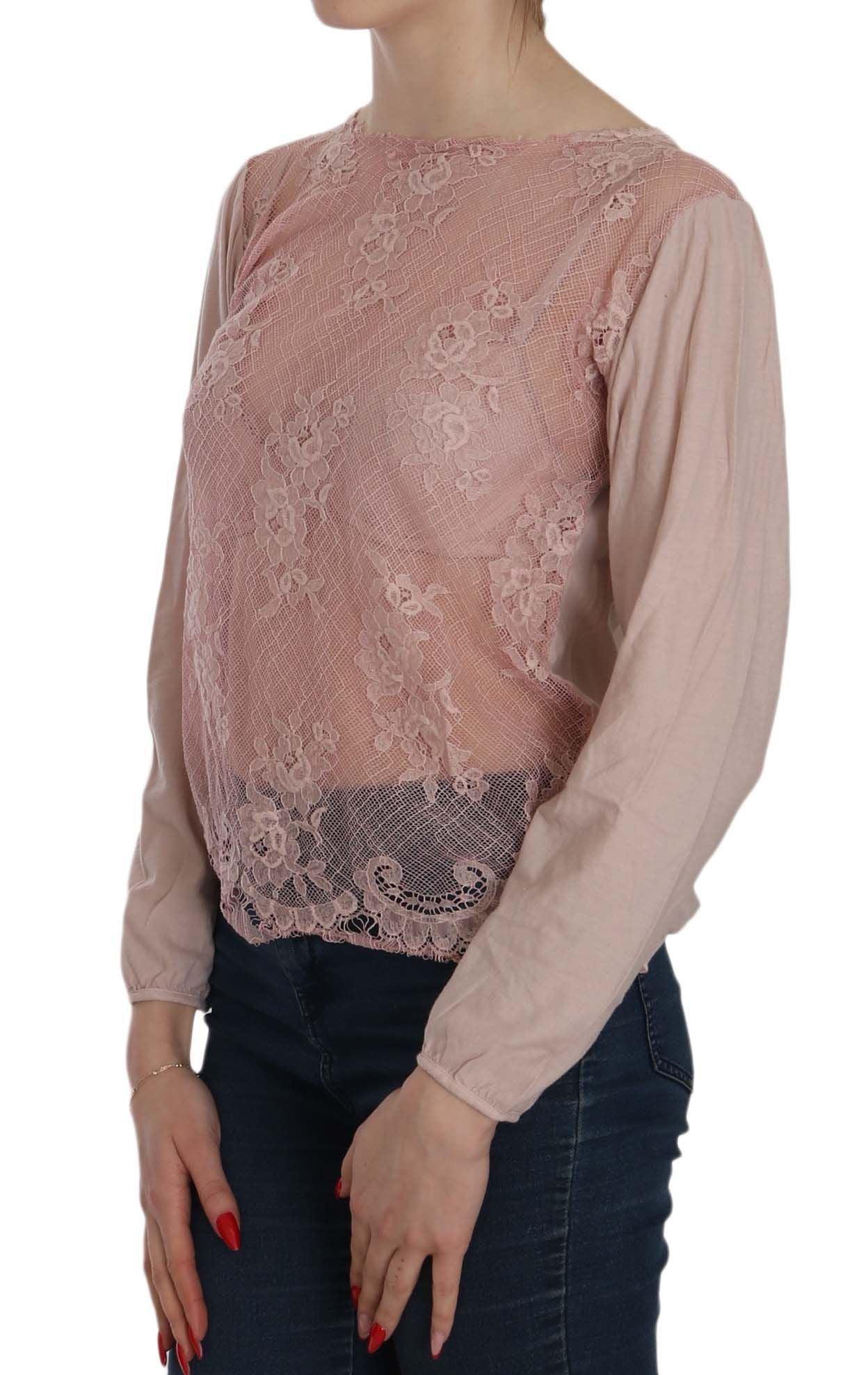 PINK MEMORIES Elegant Pink Lace Boat Neck Blouse - Arichezz.store