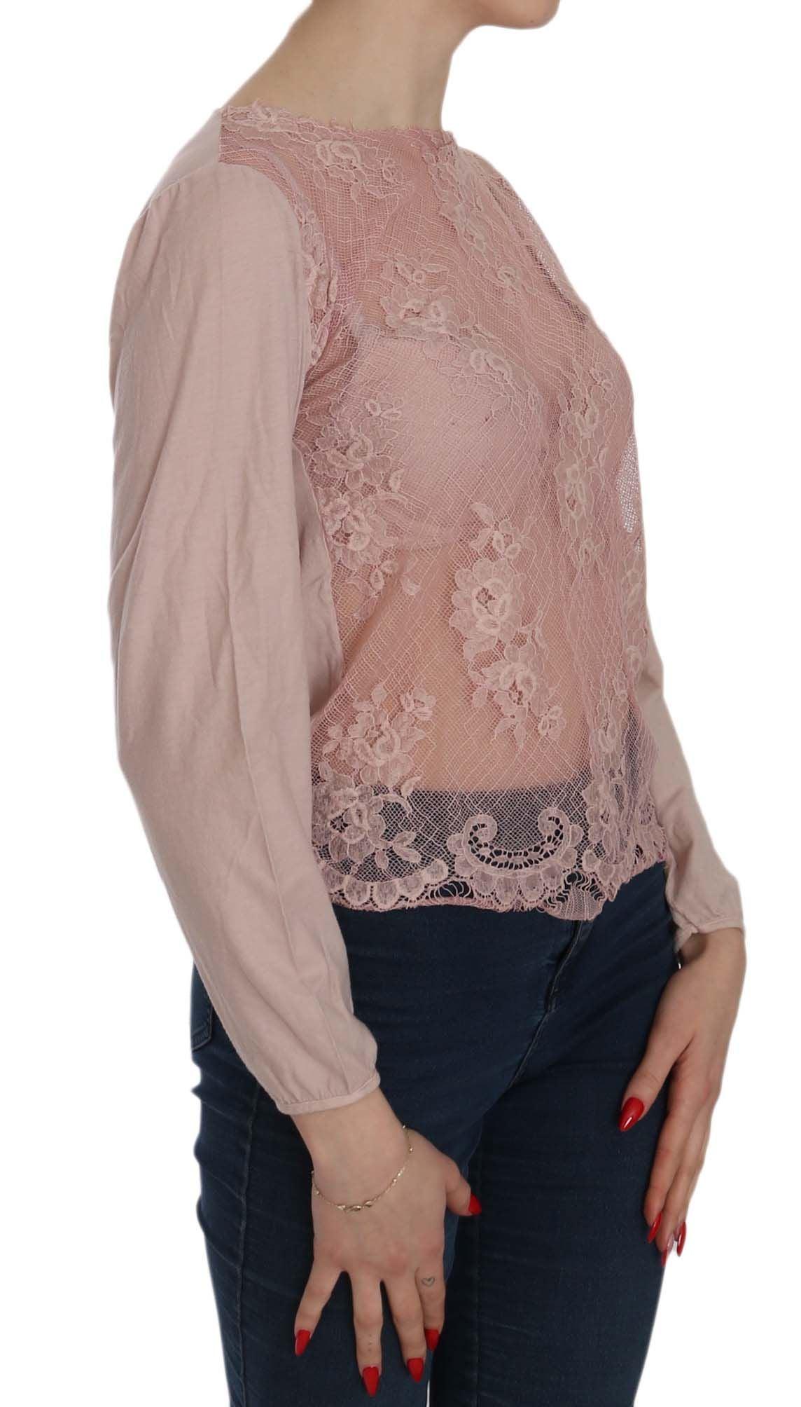 PINK MEMORIES Elegant Pink Lace Boat Neck Blouse - Arichezz.store