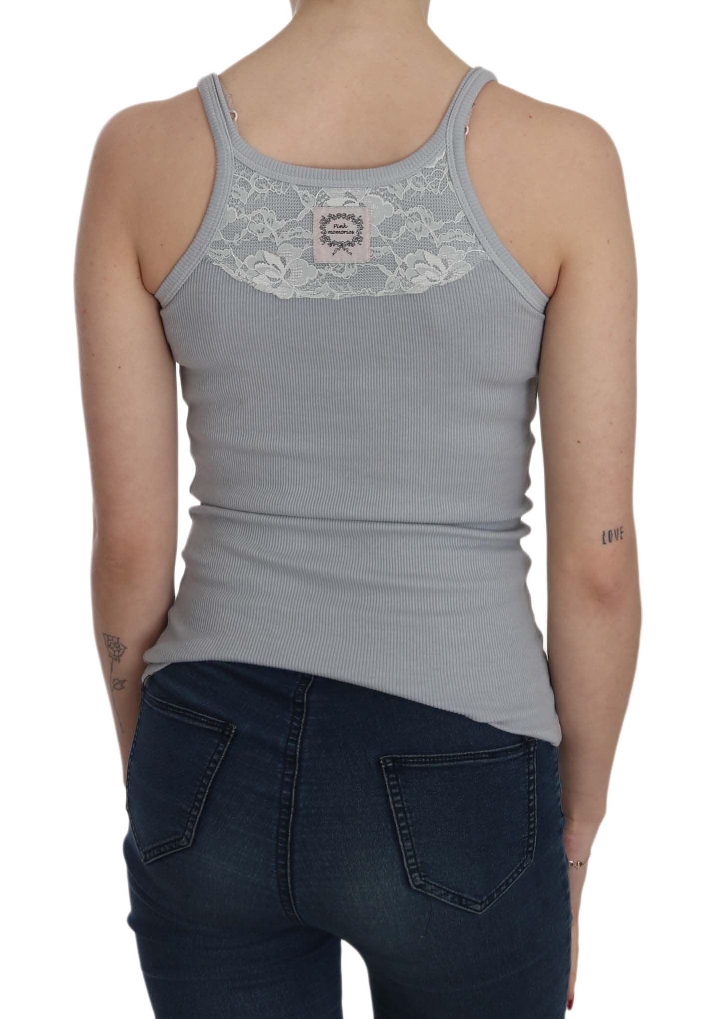 PINK MEMORIES Elegant Sleeveless Light Gray Cotton Blouse - Arichezz.store