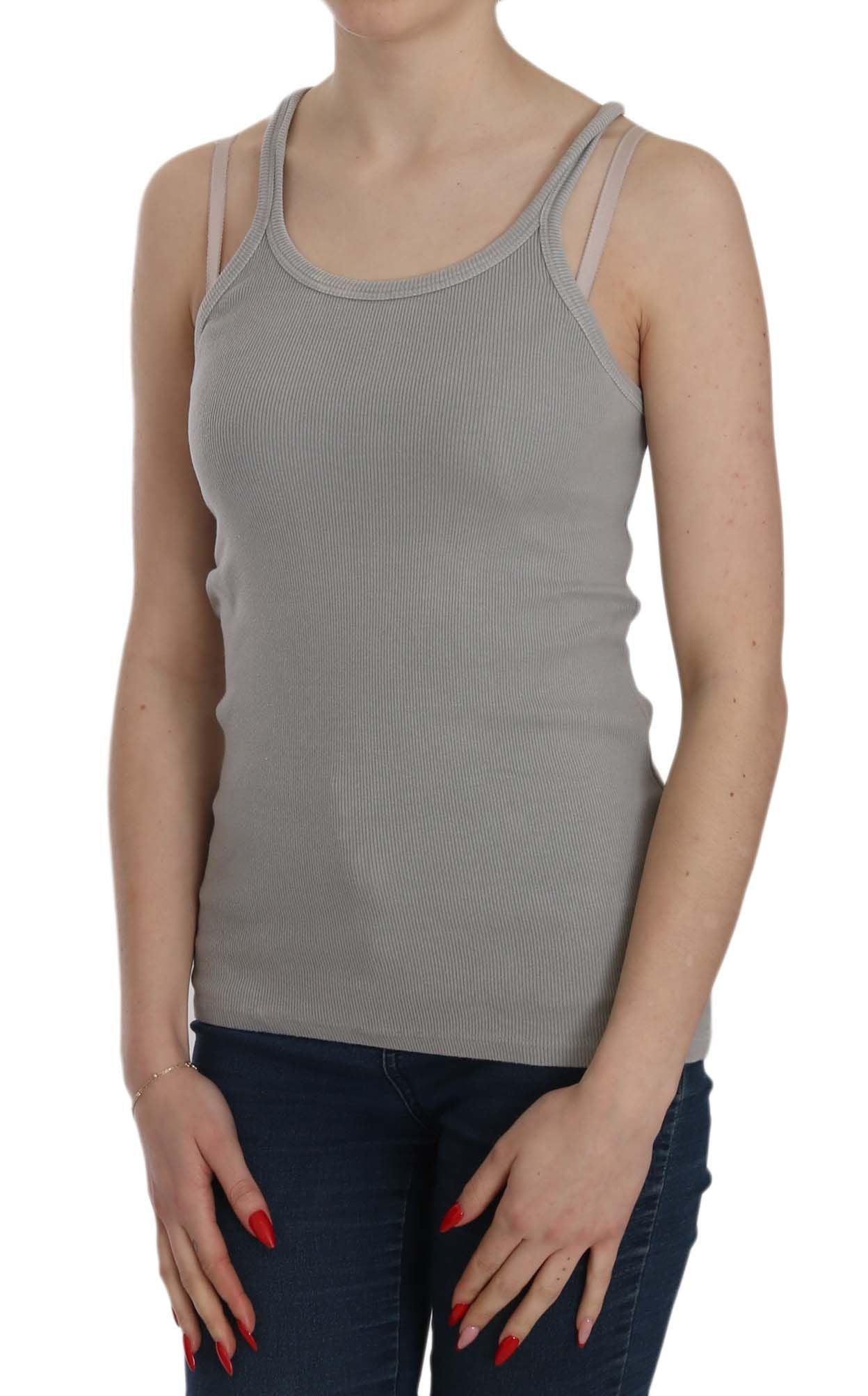 PINK MEMORIES Elegant Sleeveless Grey Cotton Blouse - Arichezz.store