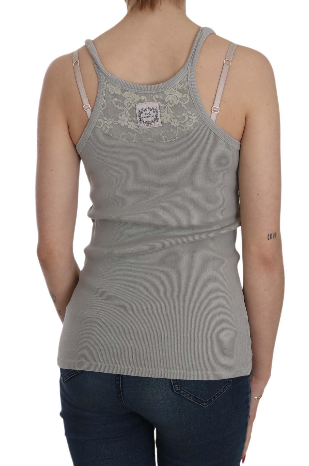 PINK MEMORIES Elegant Sleeveless Grey Cotton Blouse - Arichezz.store