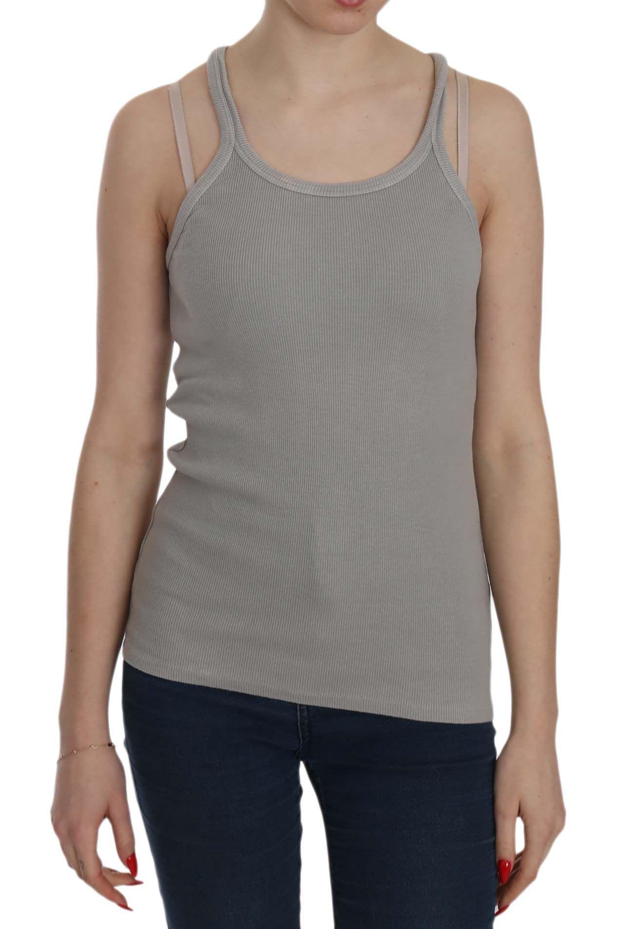 PINK MEMORIES Elegant Sleeveless Grey Cotton Blouse - Arichezz.store